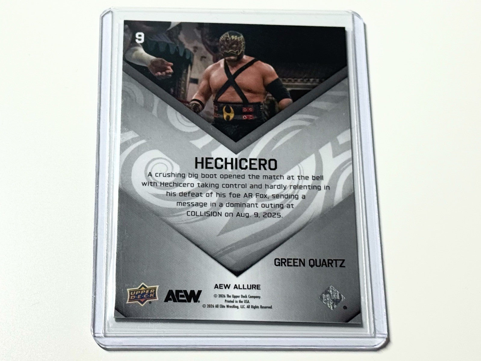 2026 Upper Deck AEW Allure Hechicero Green Quartz /99 Parallel Card #9