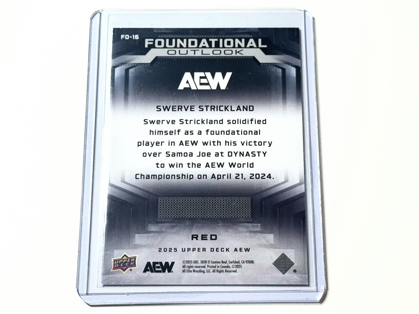 2025 Upper Deck AEW Flagship Swerve Strickland Foundational Outlook Red Card FO-16