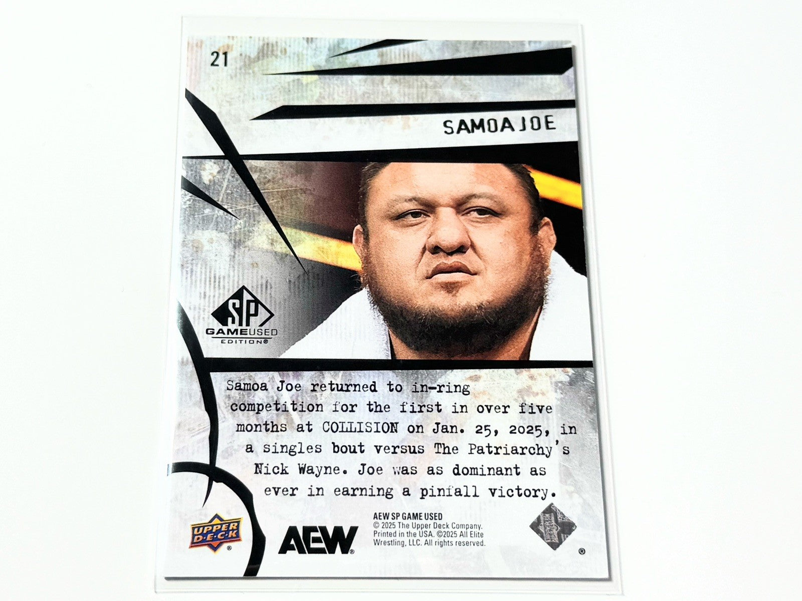 2025 Upper Deck AEW SP Game Used Samoa Joe Base Card #21