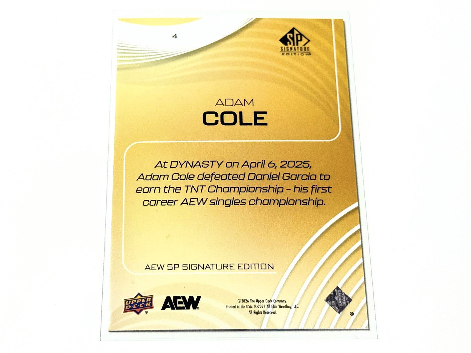 2026 Upper Deck AEW SP Signature Edition Adam Cole /249 Card #4