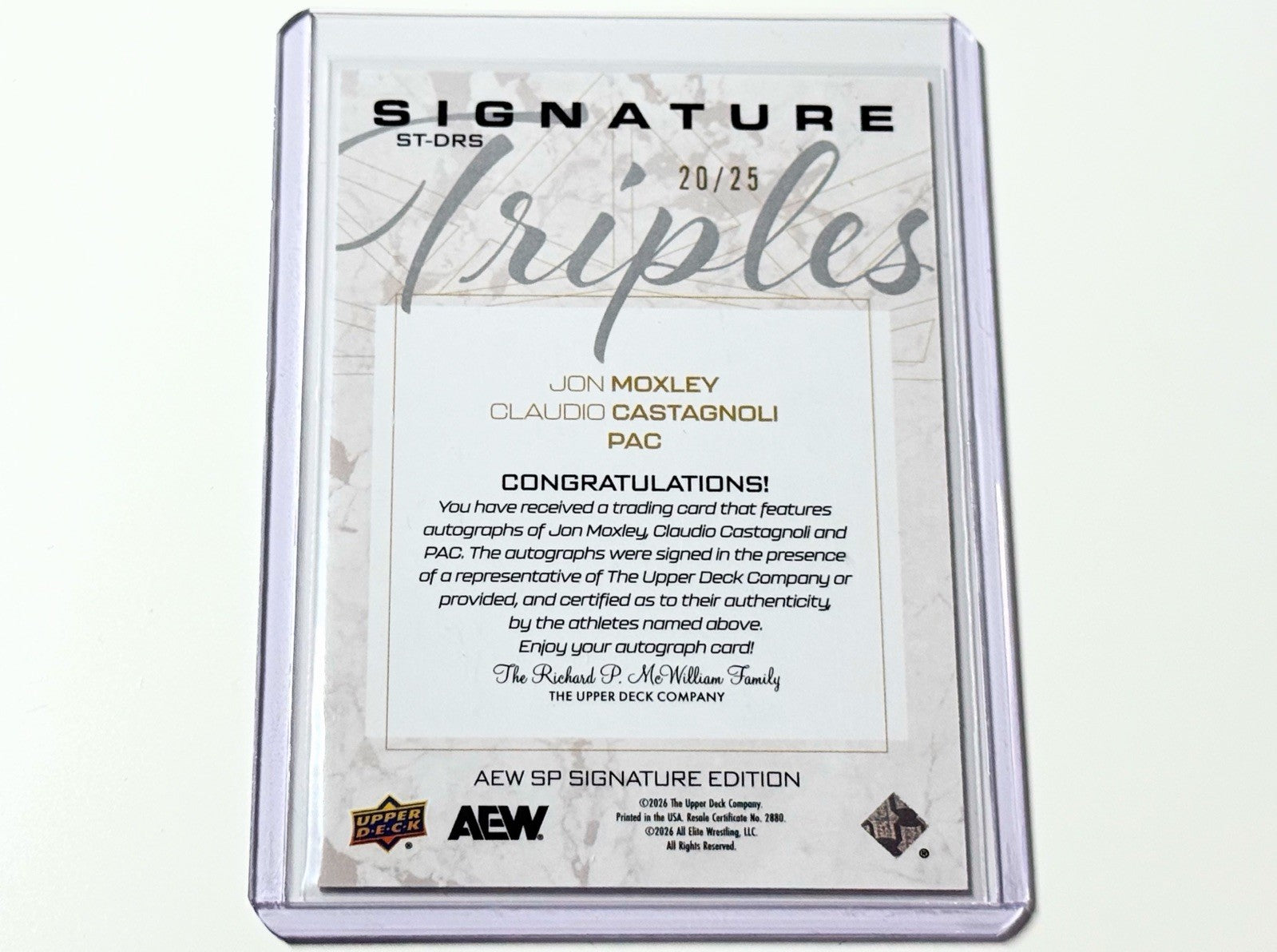 2026 Upper Deck AEW SP Signature Edition Death Riders Triples Signatures /25 Autographed Card ST-DRS