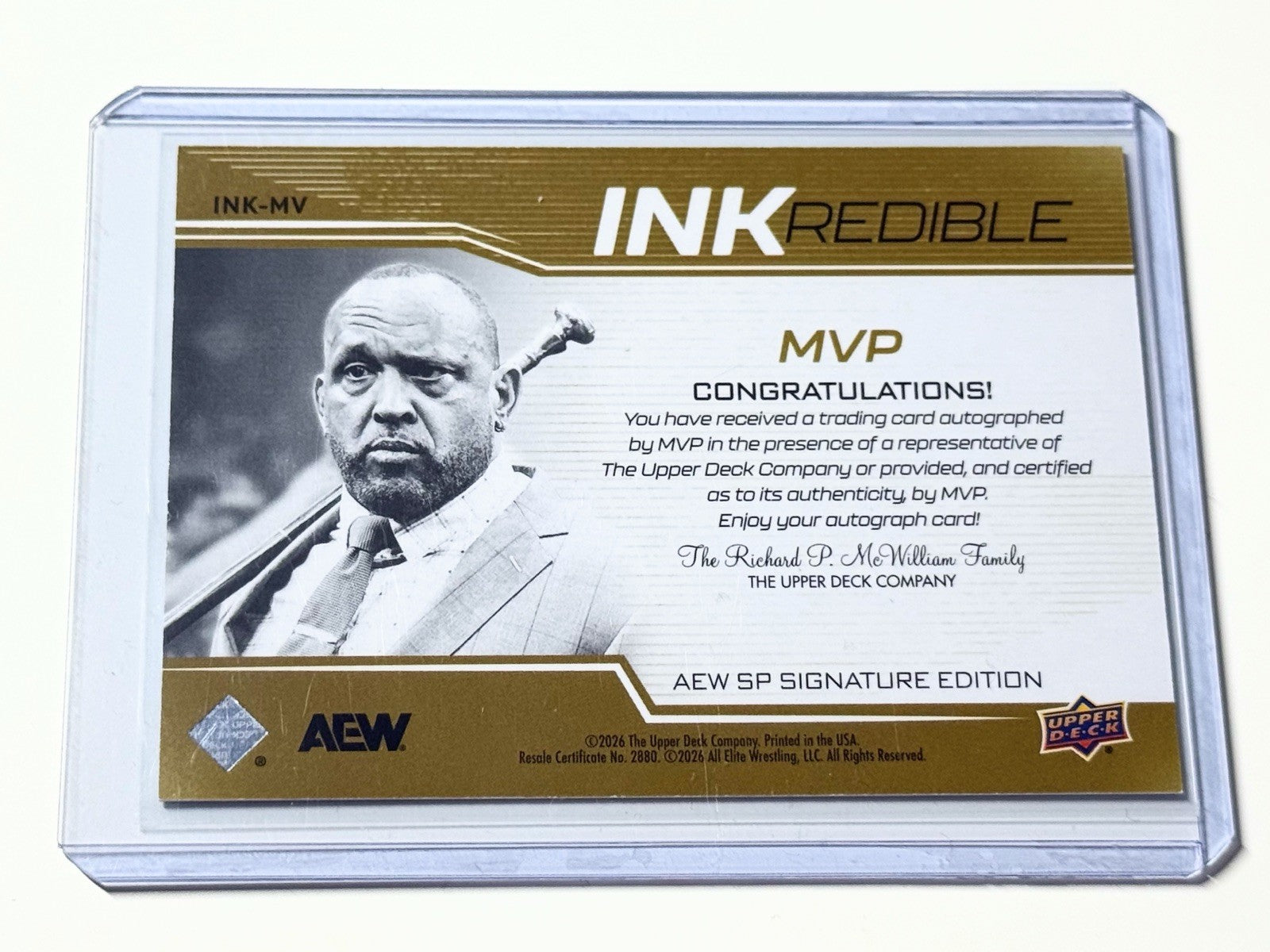 2026 Upper Deck AEW SP Signature Edition MVP Inkredible /99 Autographed Card INK-MV