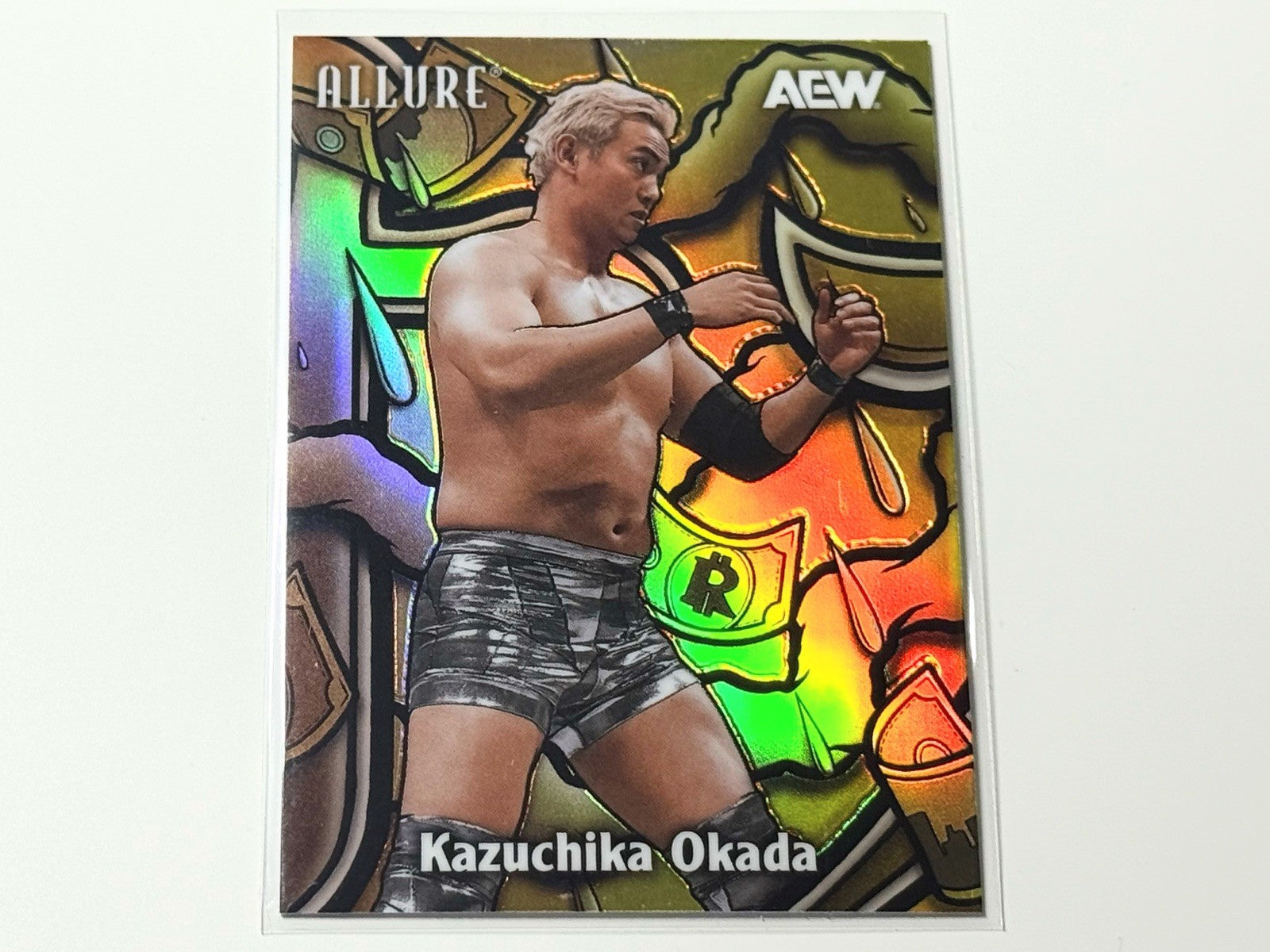 2026 Upper Deck AEW Allure Kazuchika Okada Orange Yellow Color Flow Card CF-9