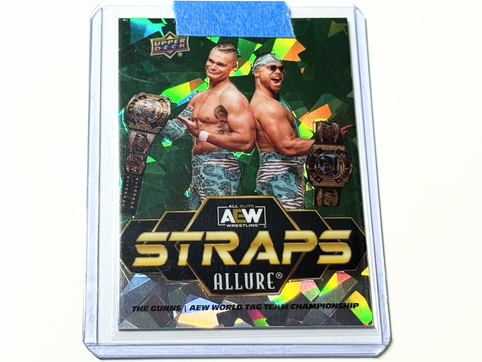 2024 Upper Deck AEW Allure The Gunns Straps Tag Championships Green Quartz /99 Card S-18