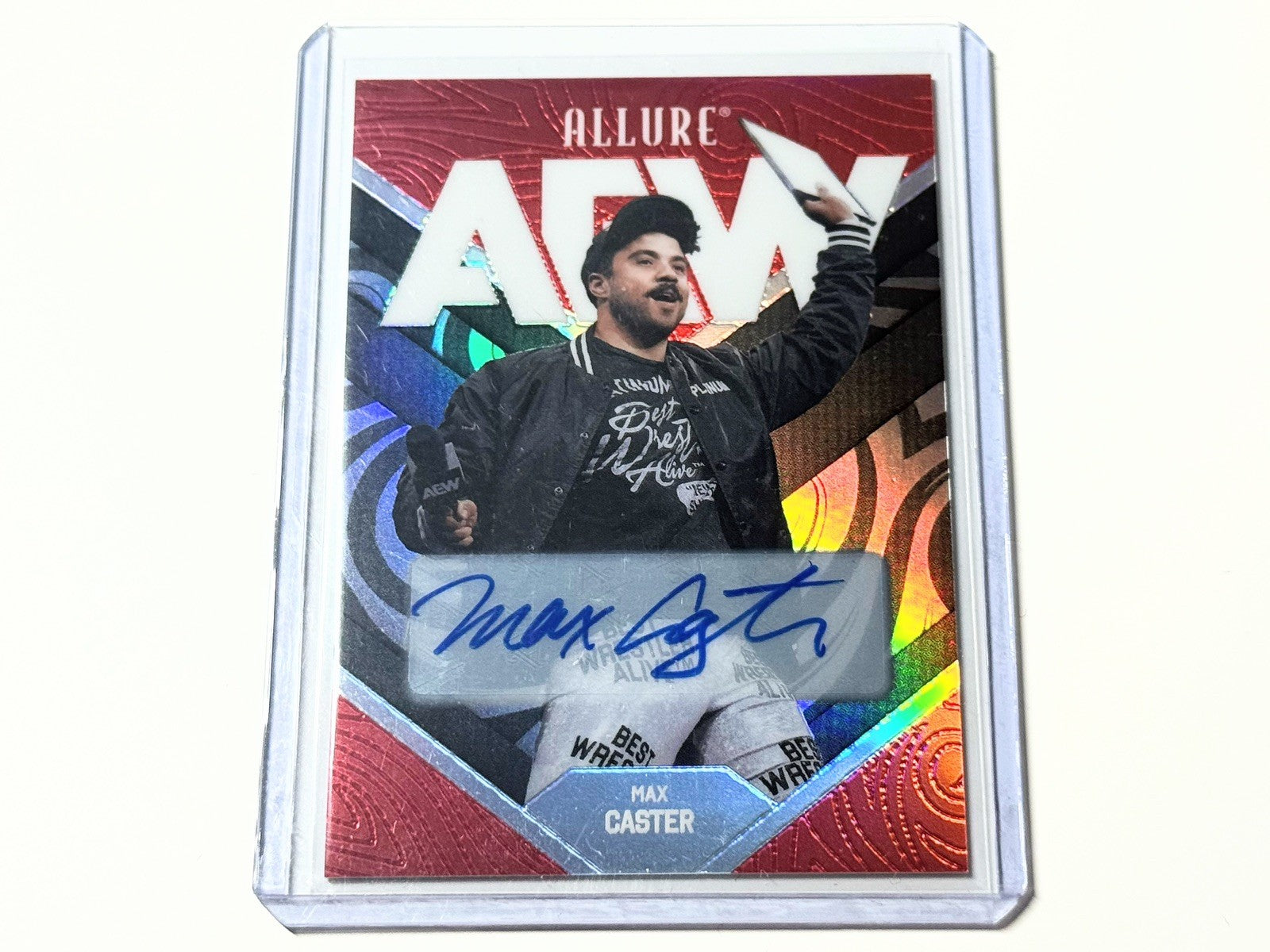 2026 Upper Deck AEW Allure Max Caster Red Rainbow Autographed Card #43