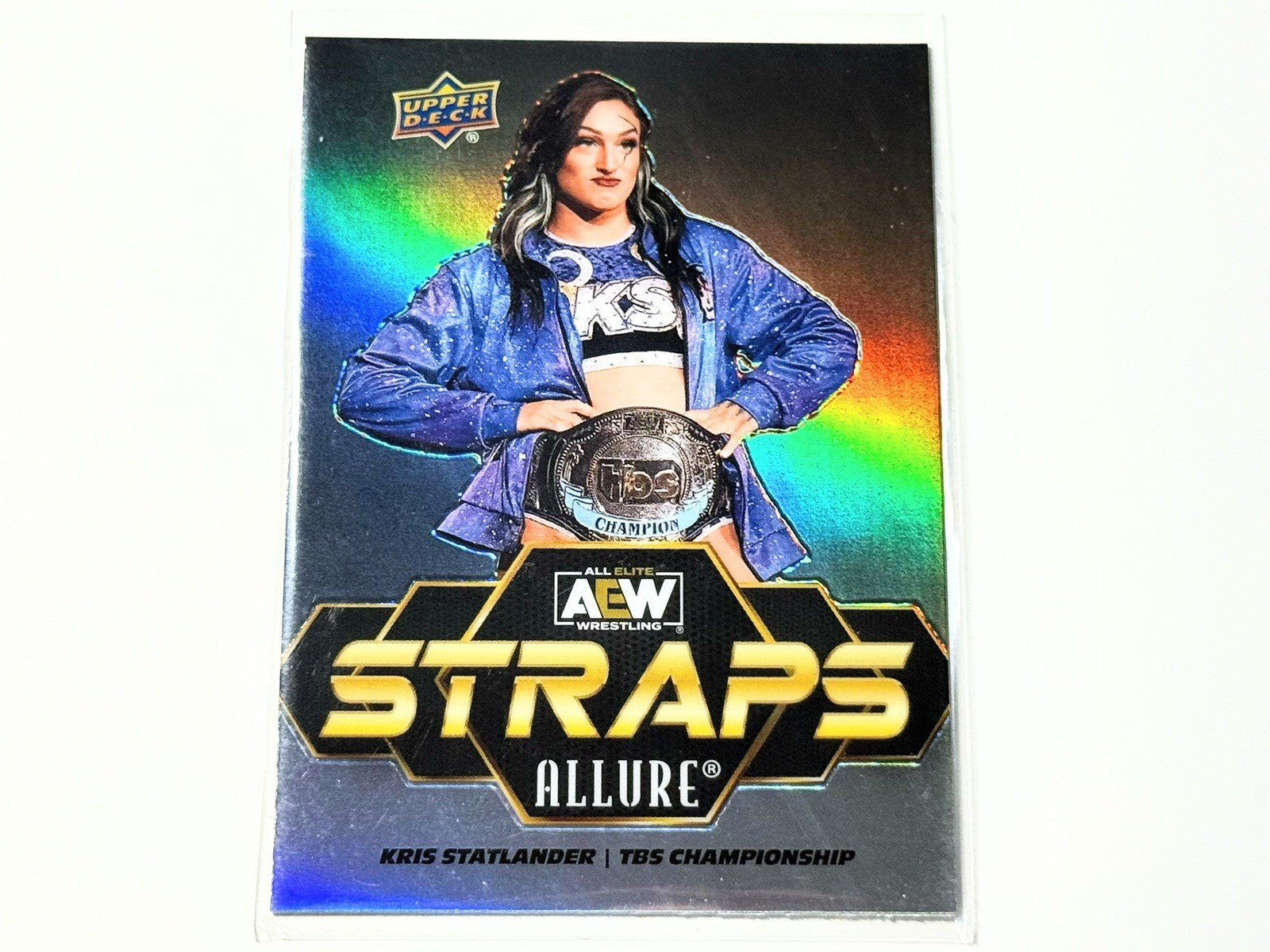 2024 Upper Deck AEW Allure Kris Statlander Straps TBS Title Black Rainbow Card S-17