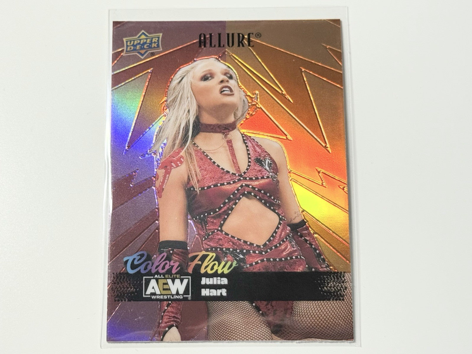 2024 Upper Deck AEW Allure Julia Hart Red Orange Color Flow Card CF-28