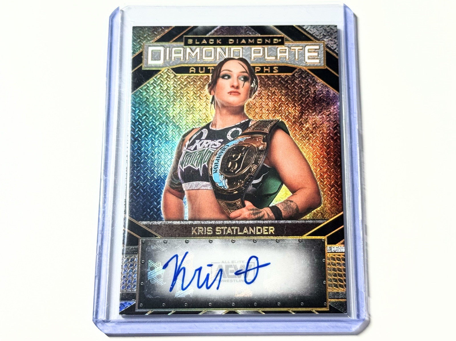 2024 Upper Deck AEW Black Diamond Kris Statlander Diamond Plate /50 Autographed Card DPA-KS