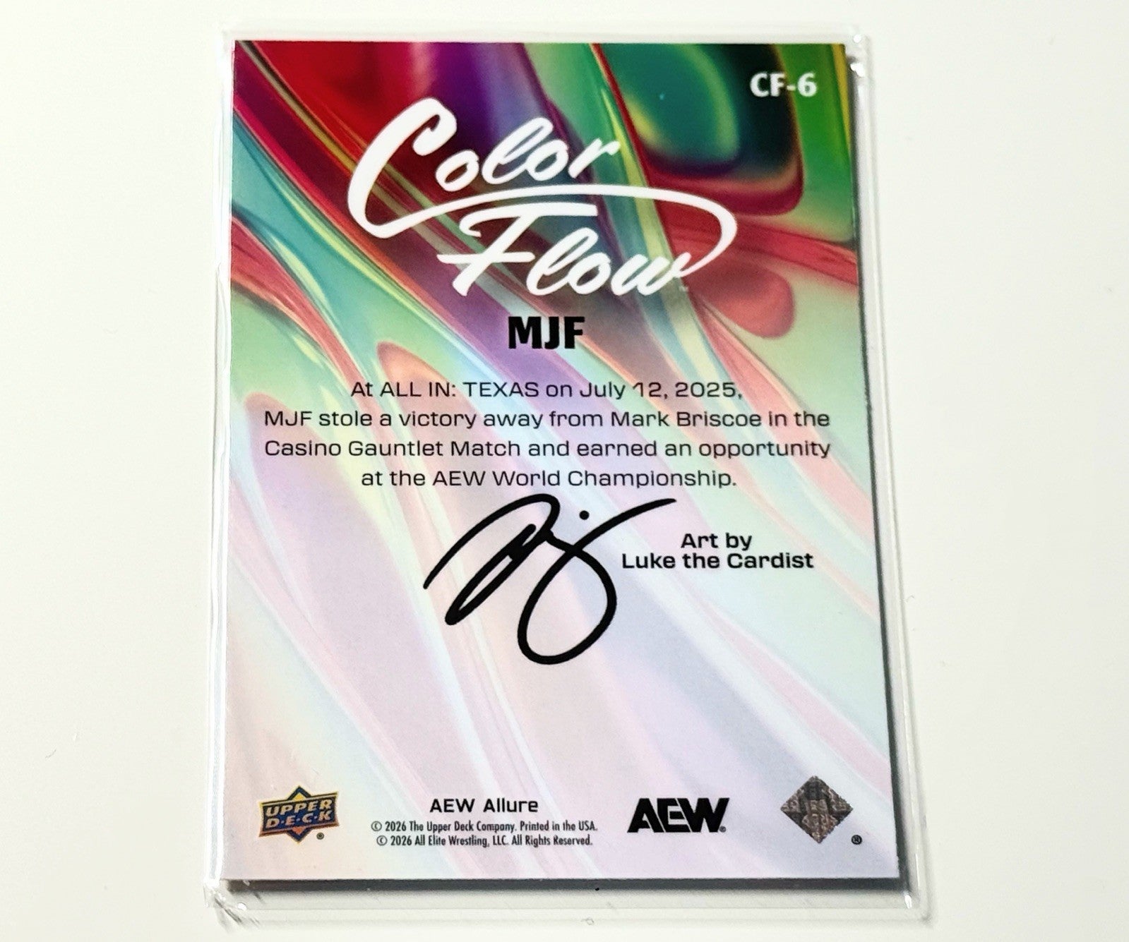 2026 Upper Deck AEW Allure MJF Red Orange Color Flow Card CF-6