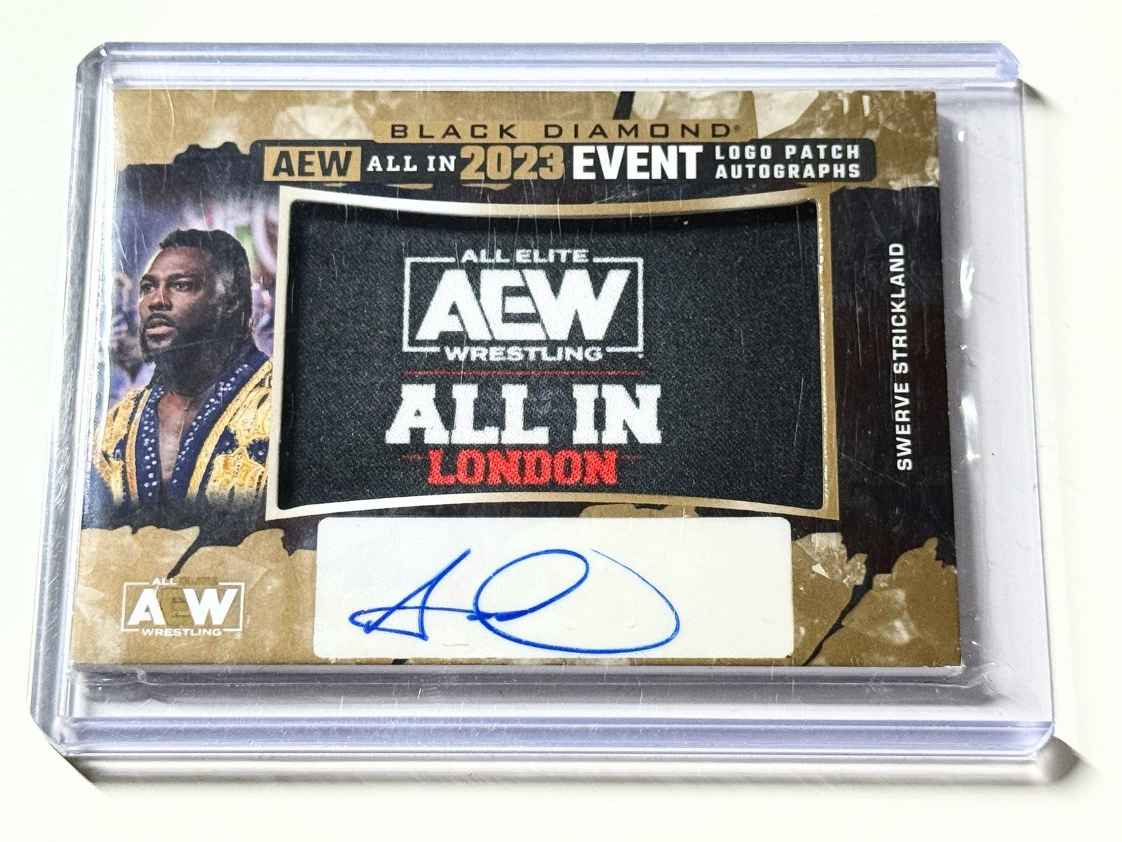 2024 Upper Deck AEW Black Diamond Swerve Strickland All In 2023 Patch /25 Autographed Card LPAIA-10