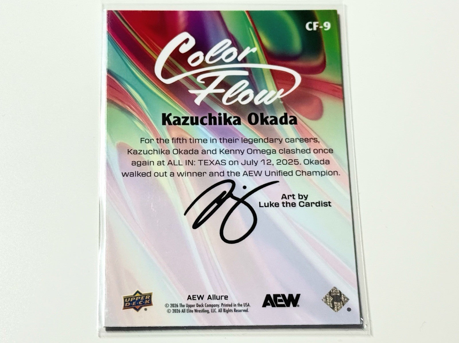 2026 Upper Deck AEW Allure Kazuchika Okada Orange Yellow Color Flow Card CF-9
