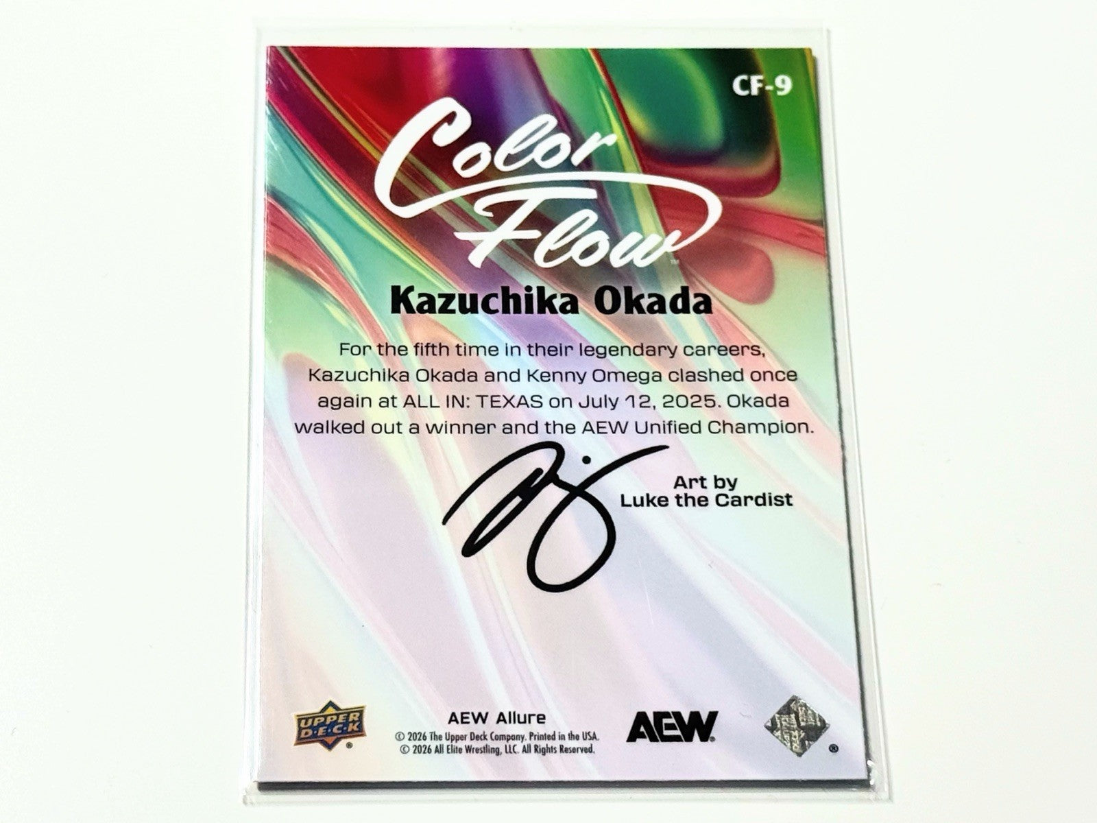 2026 Upper Deck AEW Allure Kazuchika Okada Green Blue Color Flow Card CF-9