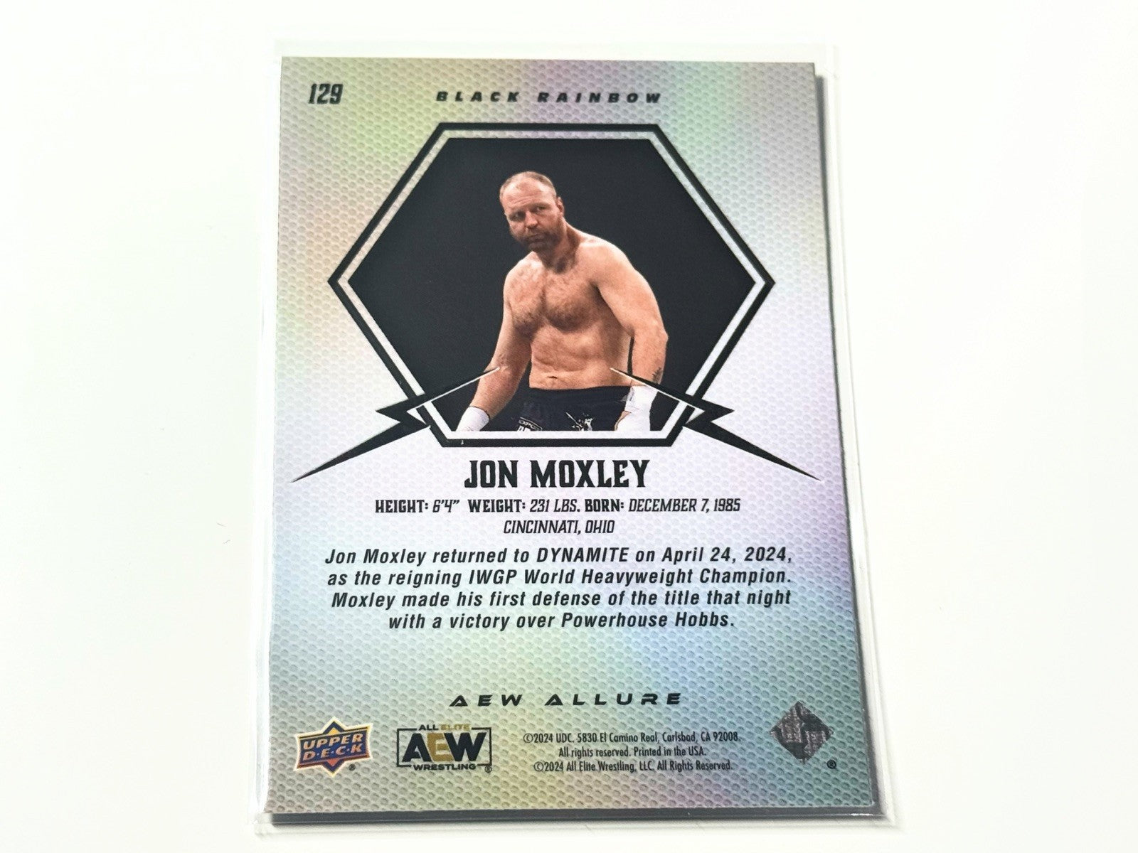2024 Upper Deck AEW Allure Jon Moxley Black Rainbow Horizontal Card #129