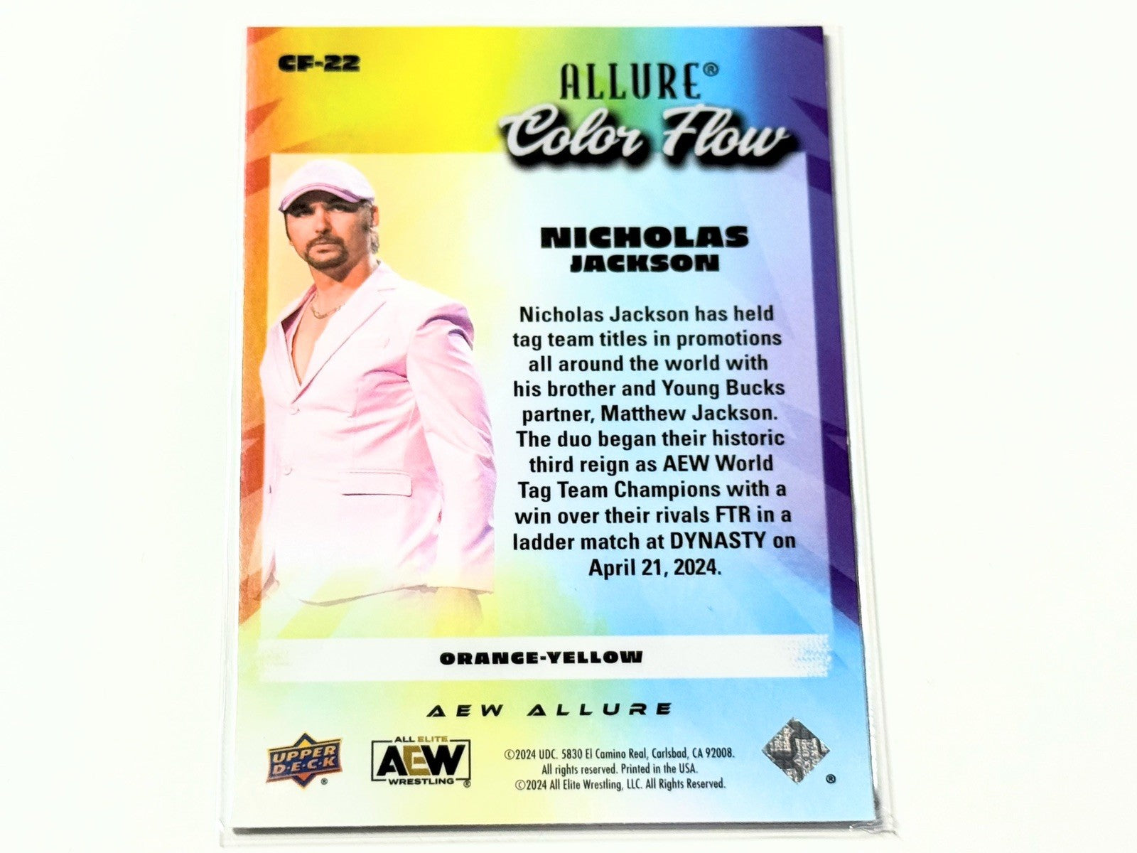 2024 Upper Deck AEW Allure Nicholas Jackson Orange Yellow Color Flow Card CF-22