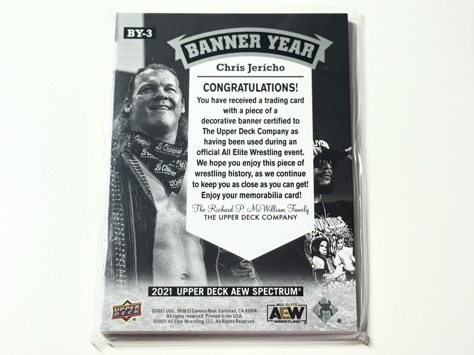2021 Upper Deck AEW Spectrum Chris Jericho Banner Year Relic Card BY-3
