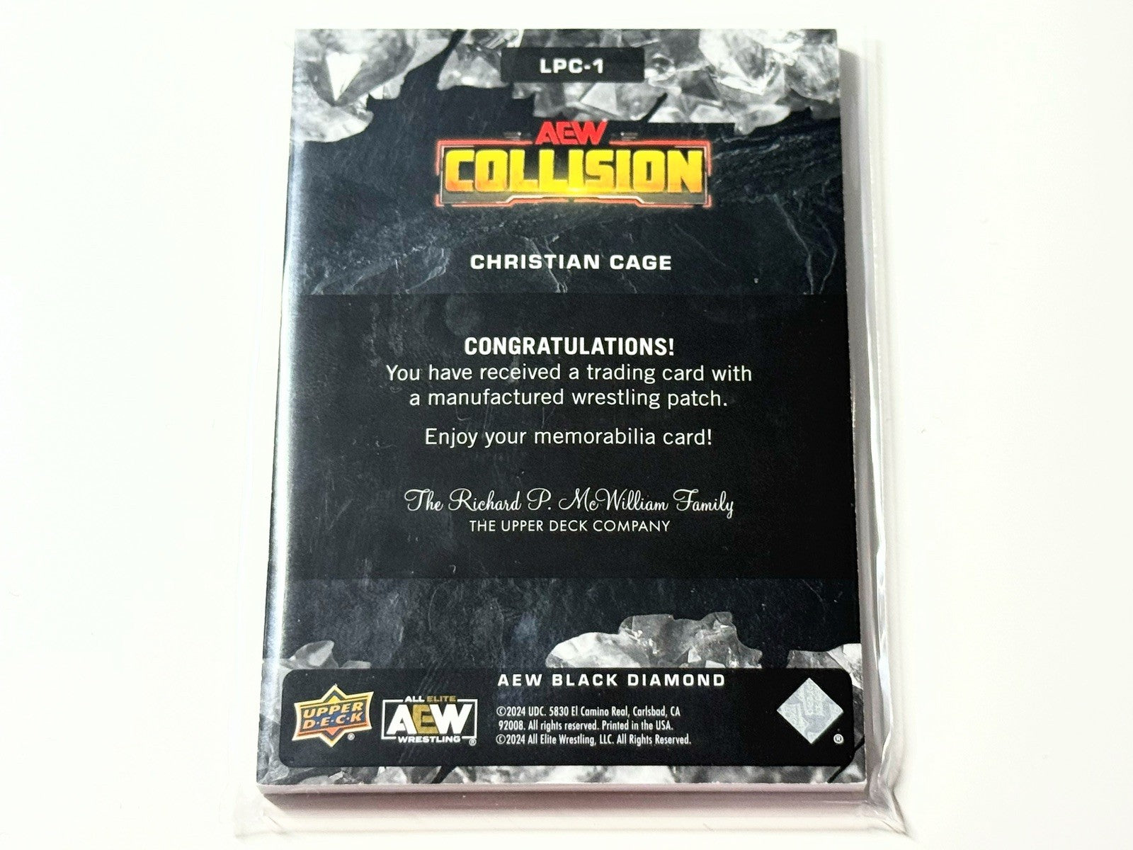 2024 Upper Deck AEW Black Diamond Christian Cage Collision Patch Card LPC-1