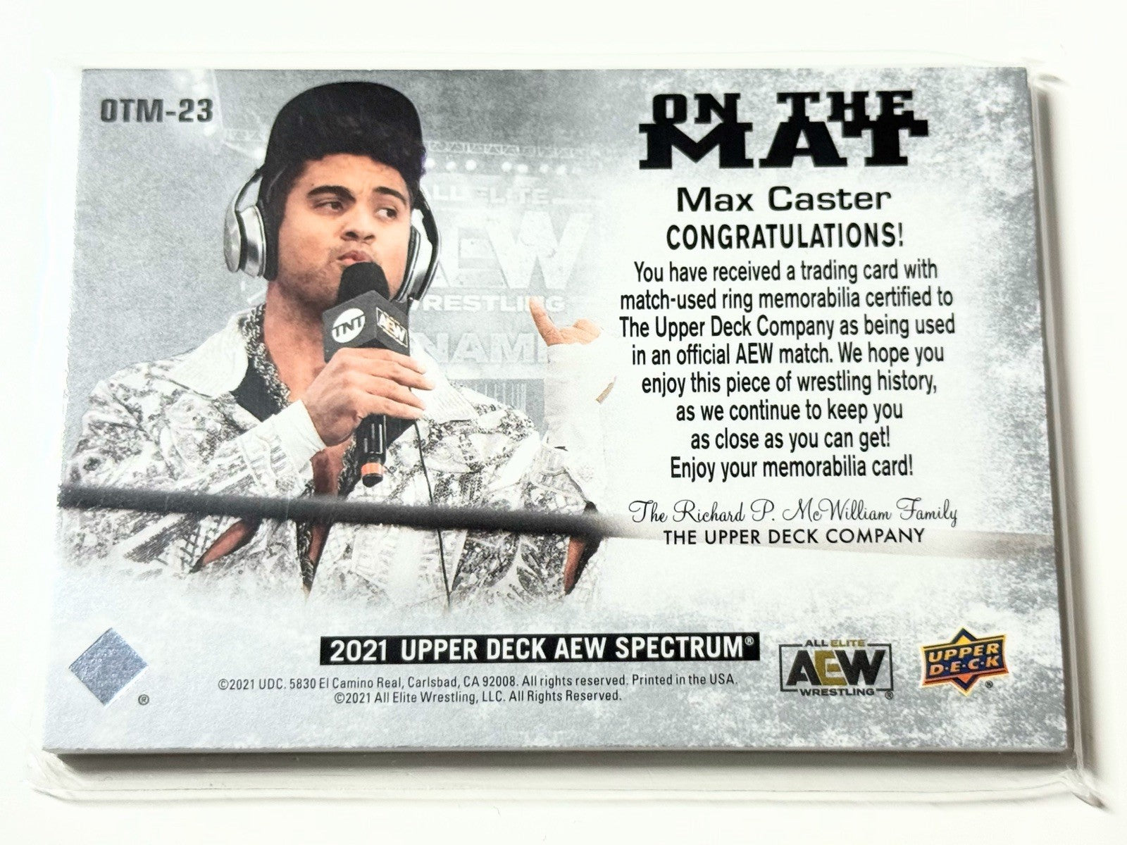 2021 Upper Deck AEW Spectrum Max Caster On The Mat Relic Card OTM-23