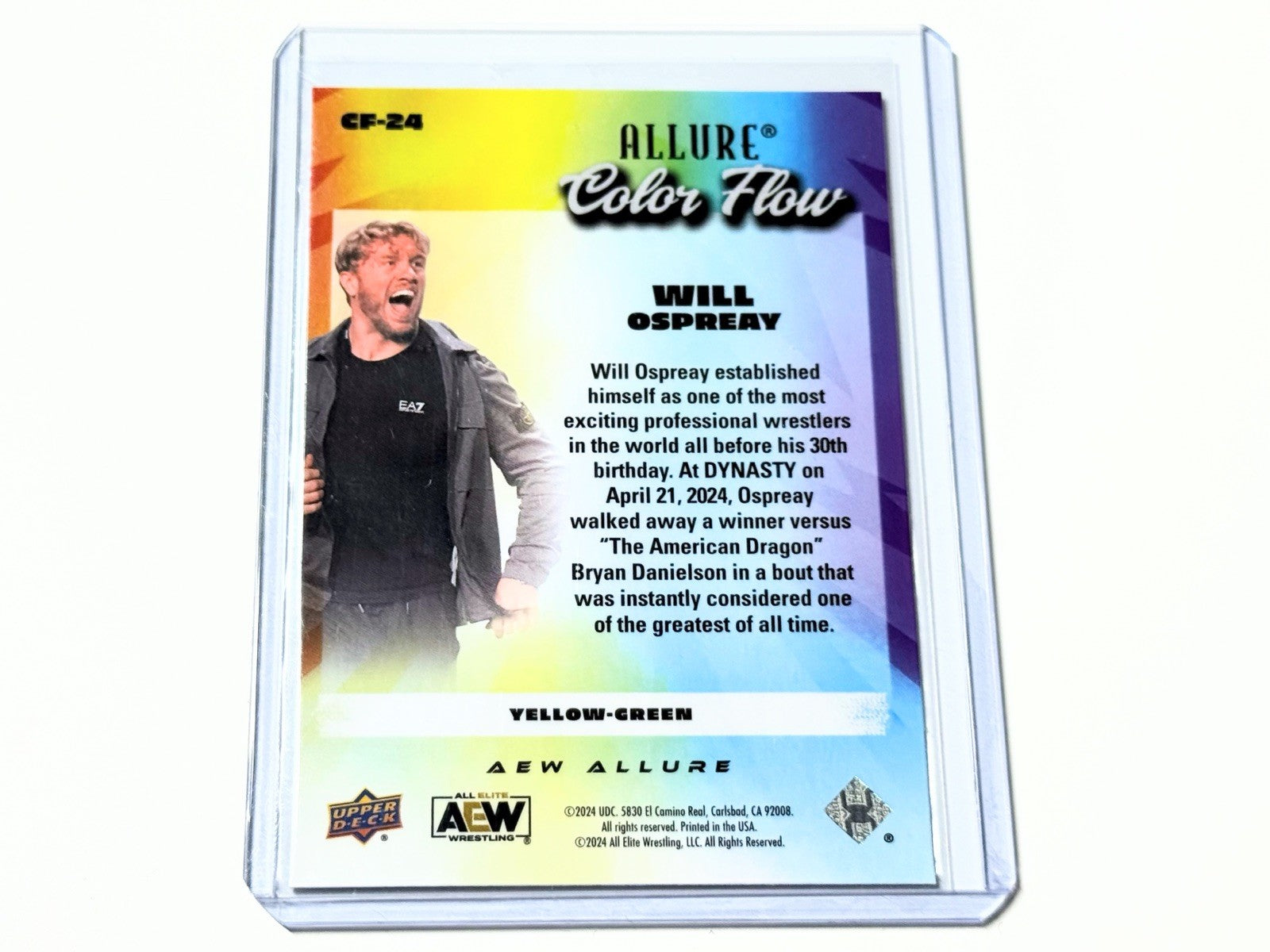 2024 Upper Deck AEW Allure Will Ospreay Yellow Green Color Flow Card CF-24