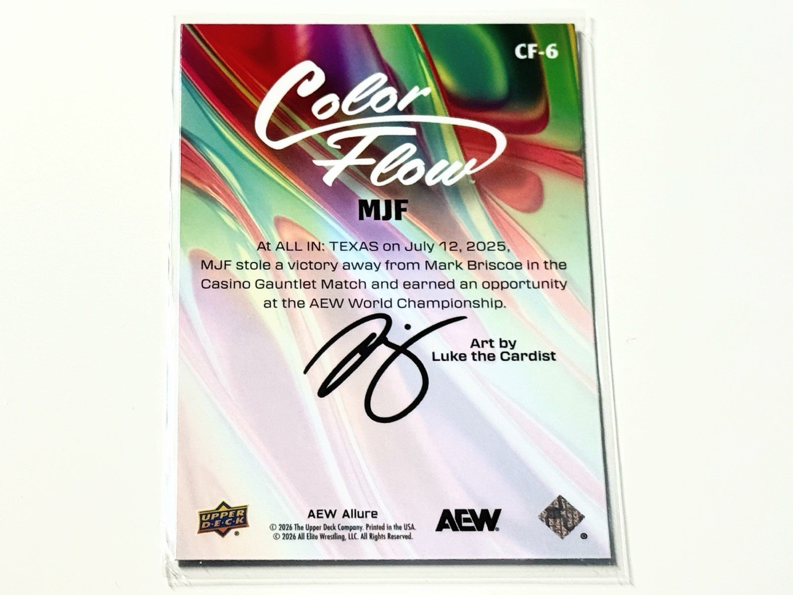 2026 Upper Deck AEW Allure MJF Green Blue Color Flow Card CF-6