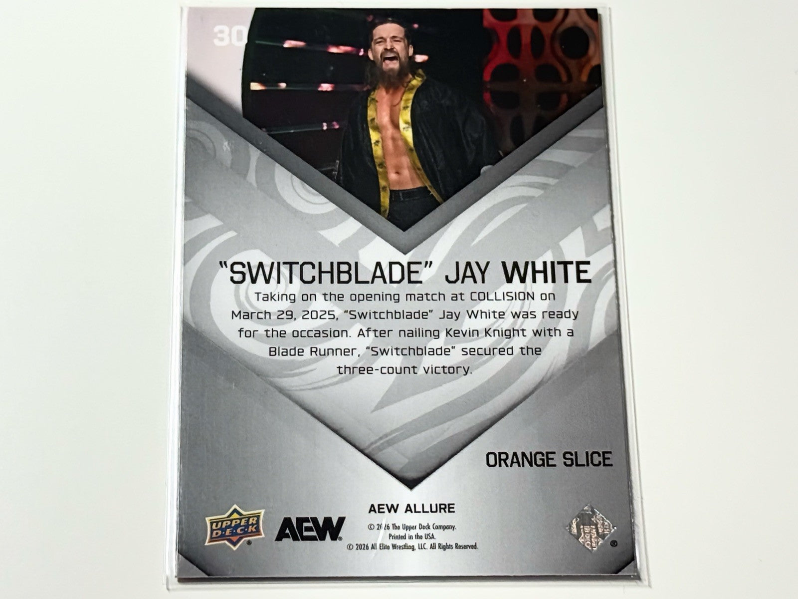 2026 Upper Deck AEW Allure Switchblade Jay White Orange Slice Card #30