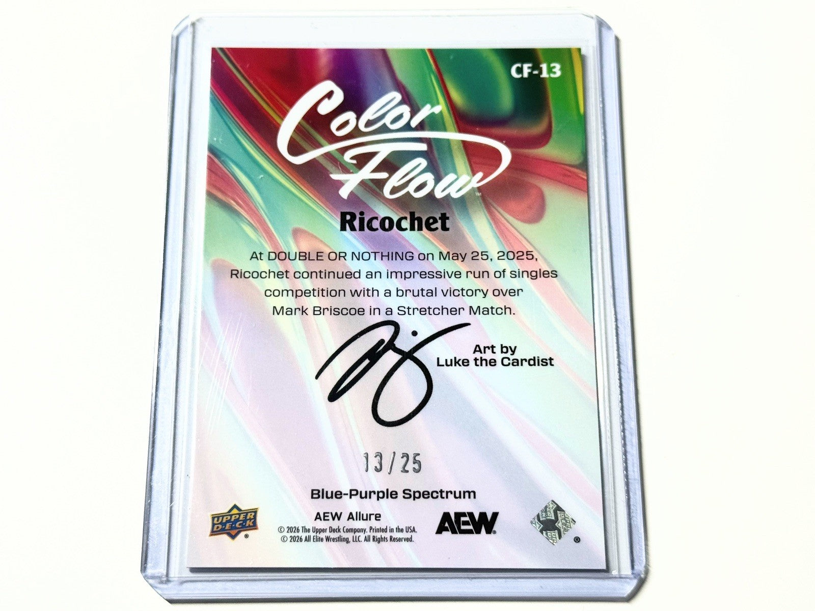 2026 Upper Deck AEW Allure Ricochet Blue Purple Spectrum /25 Color Flow Card CF-13