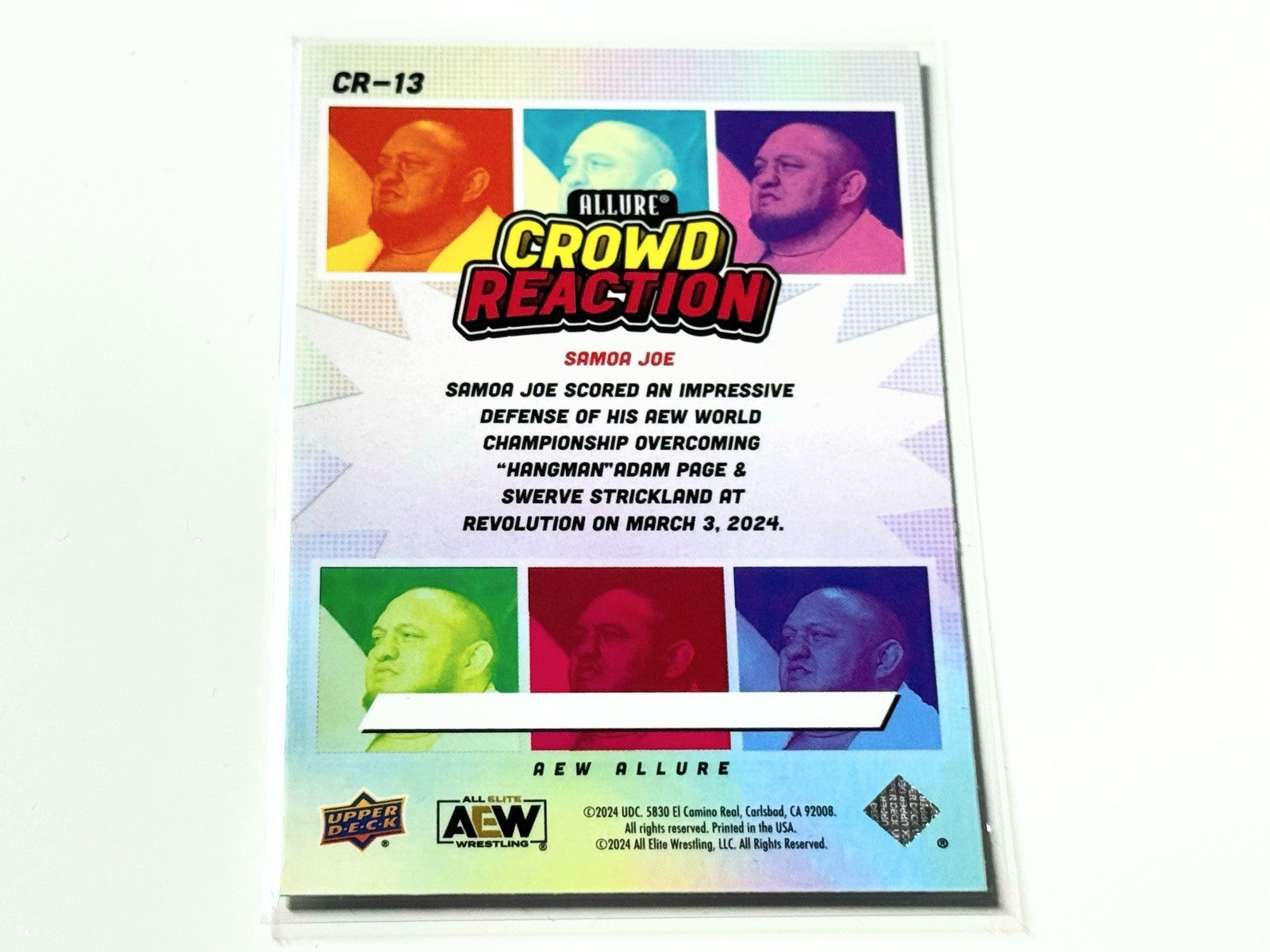 2024 Upper Deck AEW Allure Samoa Joe Crowd Reaction Card CR-13