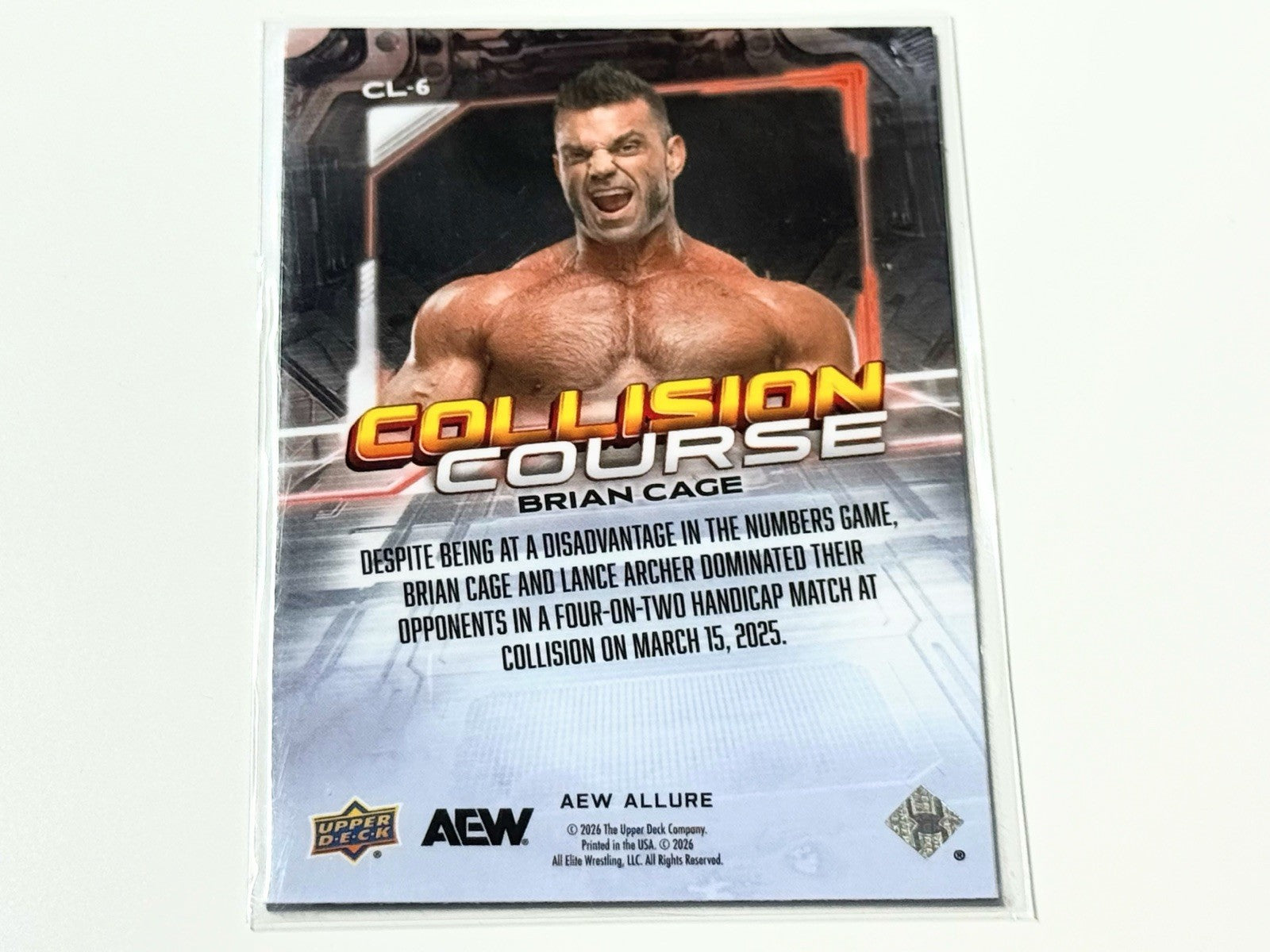 2026 Upper Deck AEW Allure Brian Cage Collision Course Card CL-6