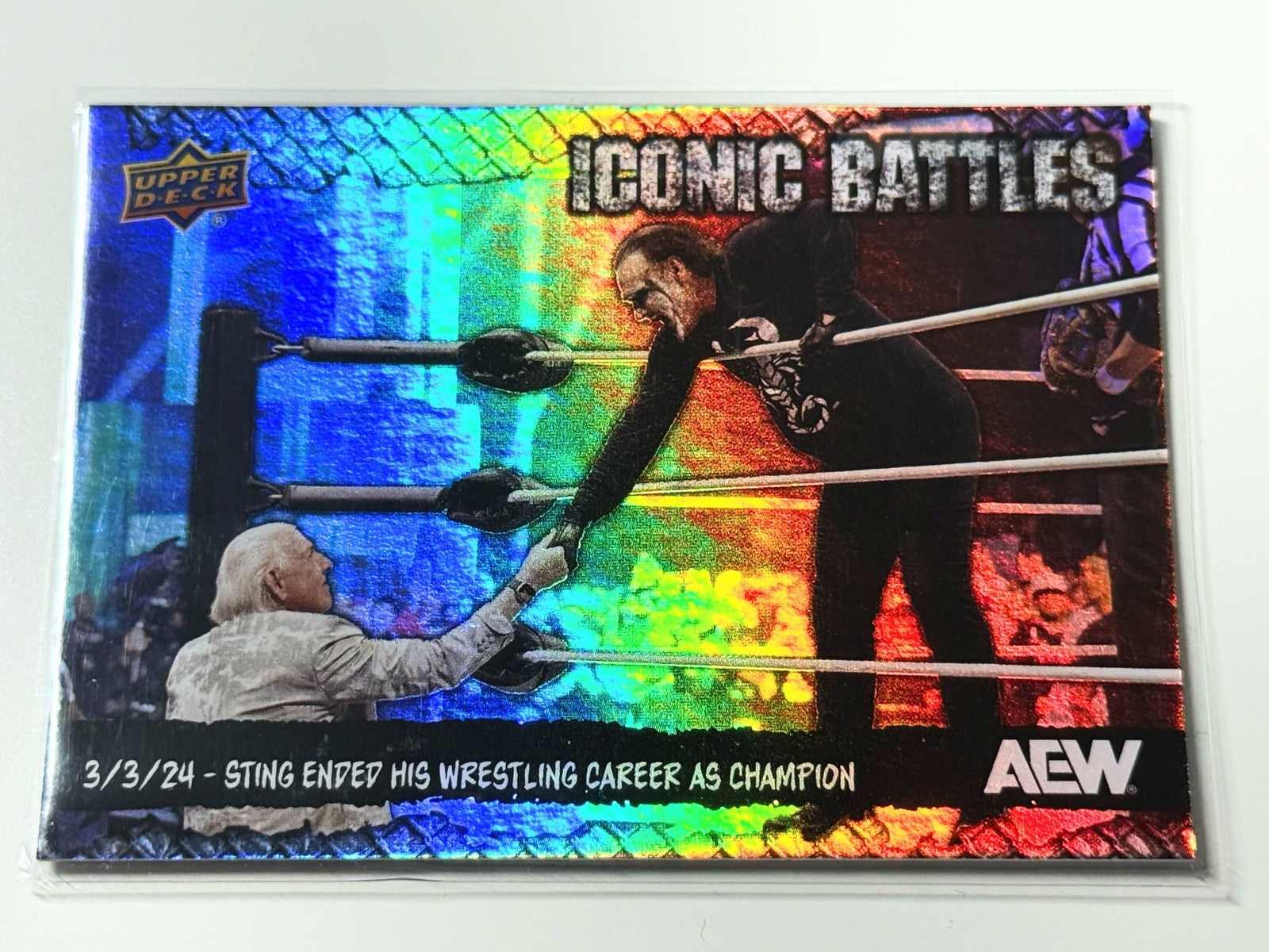 2024 Upper Deck AEW The Icon Sting Iconic Battles Flair Retirement Card IB-12