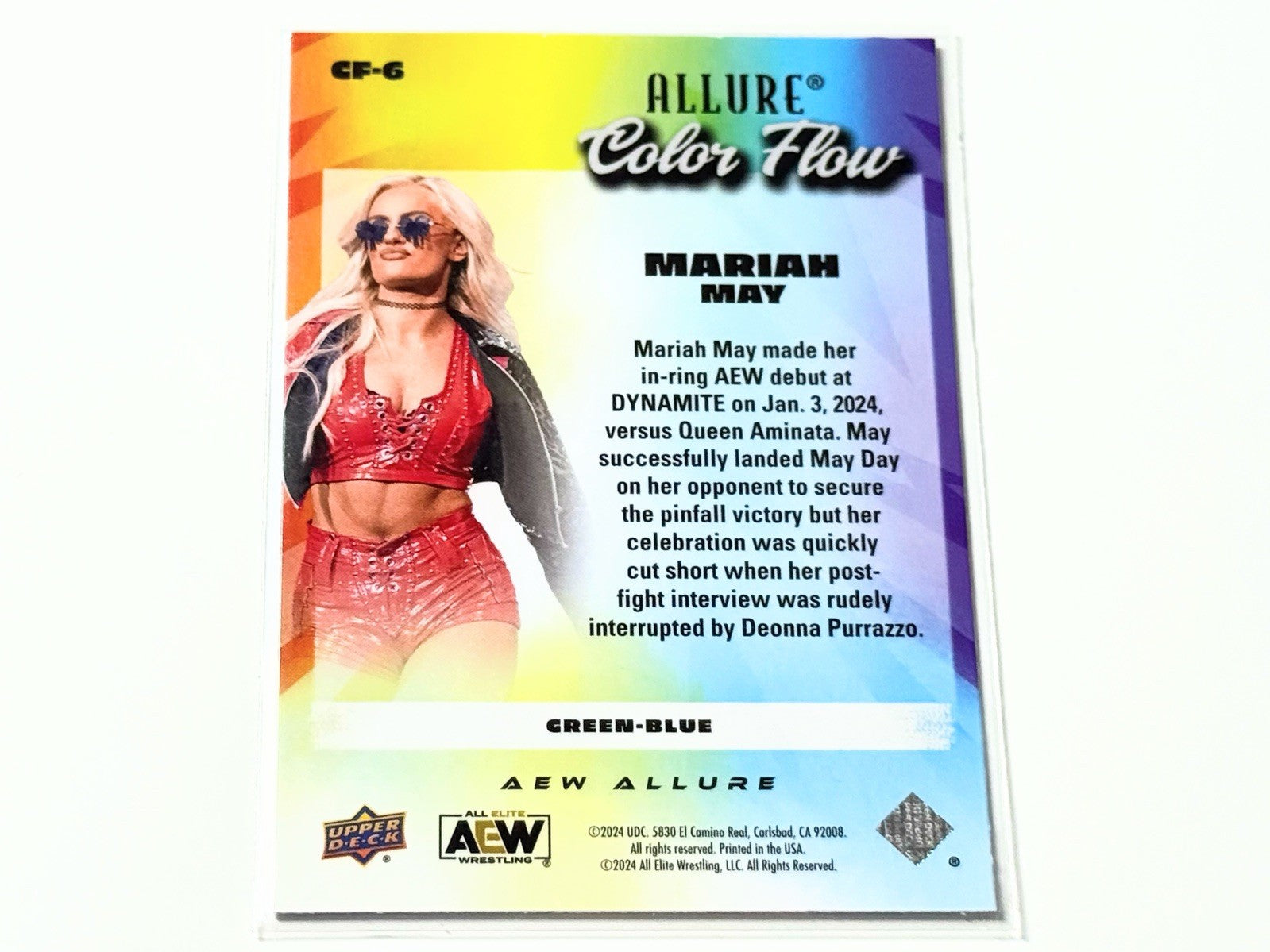2024 Upper Deck AEW Allure Mariah May Green Blue Color Flow Card CF-6