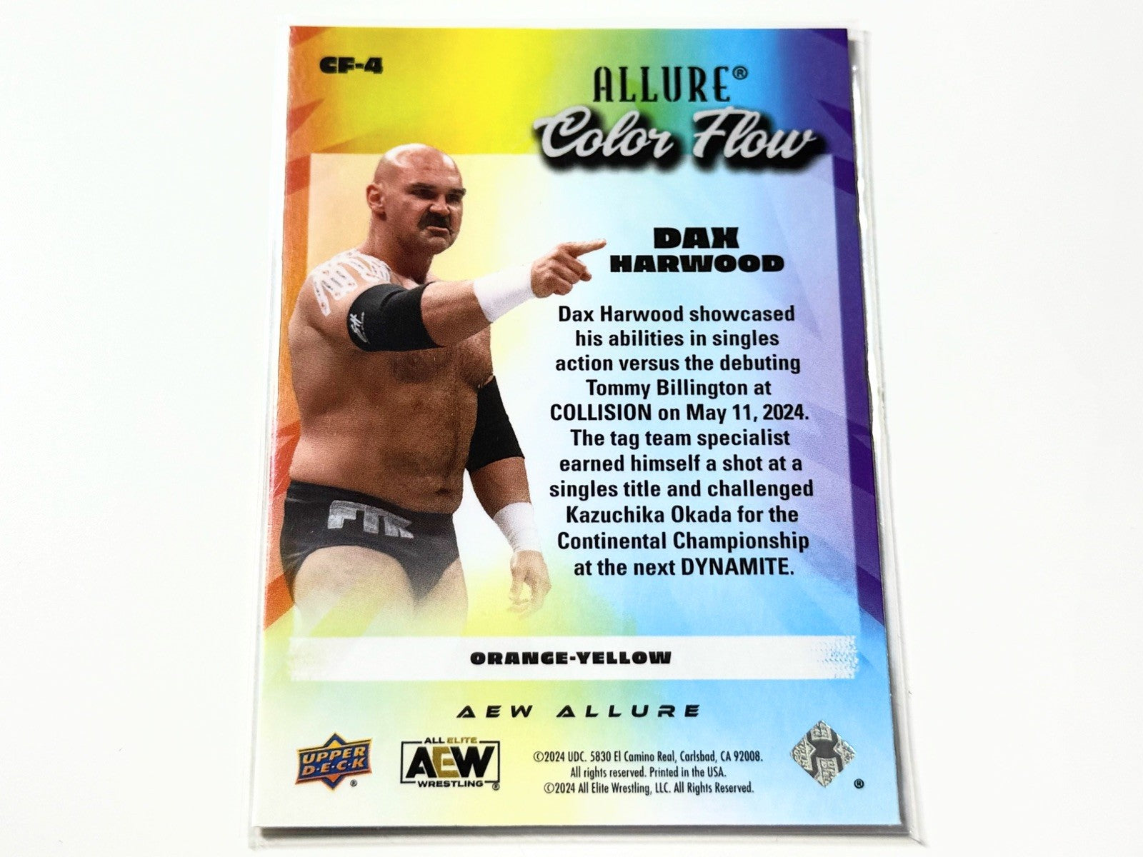 2024 Upper Deck AEW Allure Dax Harwood Orange Yellow Color Flow Card CF-4