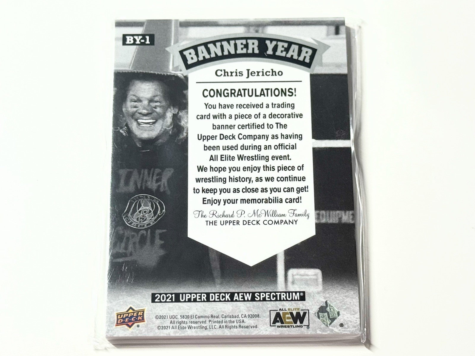 2021 Upper Deck AEW Spectrum Chris Jericho Banner Year Relic Card BY-1