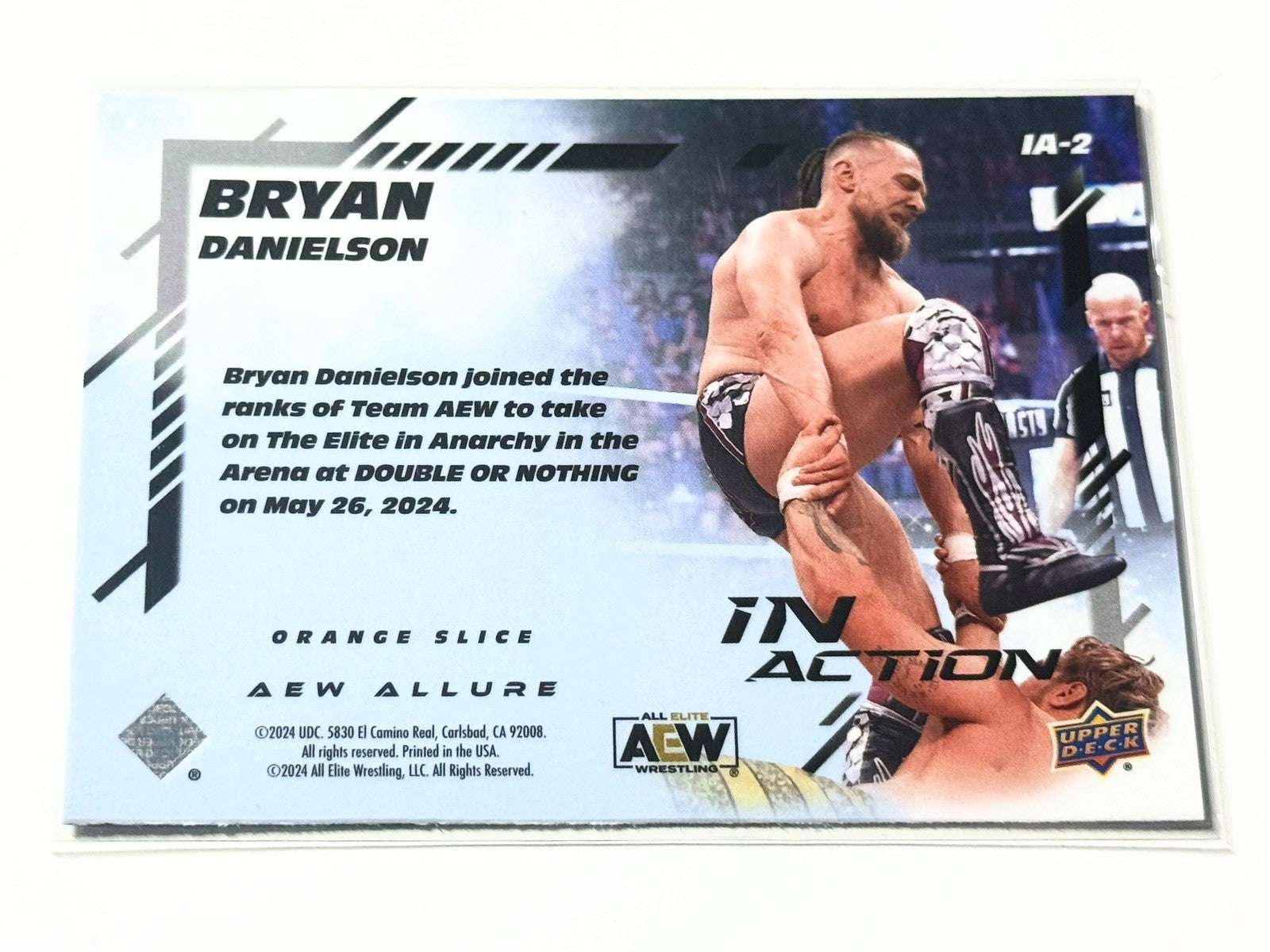 2024 Upper Deck AEW Allure Bryan Danielson In Action Orange Slice Card IA-2