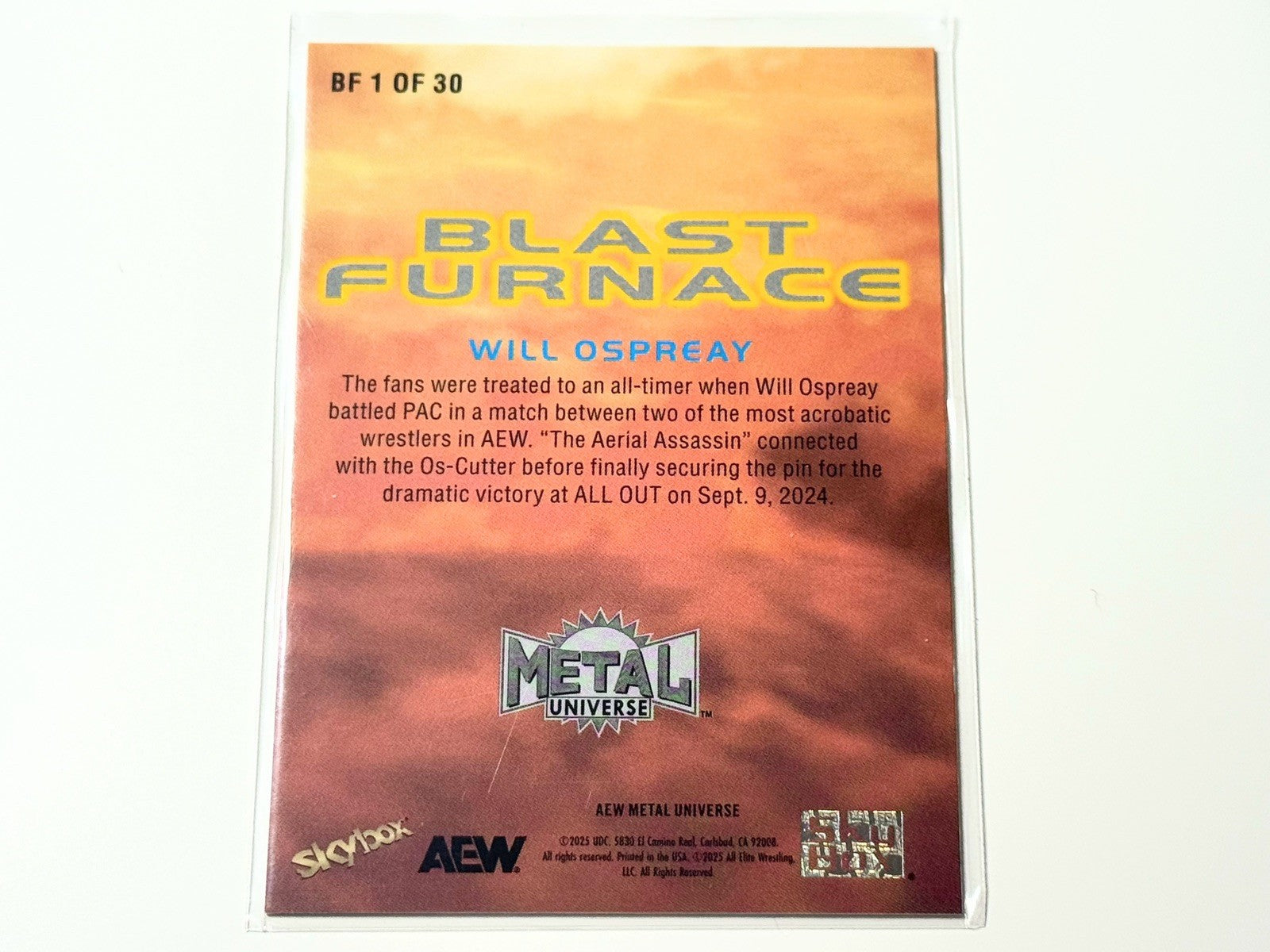 2025 Skybox AEW Metal Universe Will Ospreay Blast Furnace Card BF1