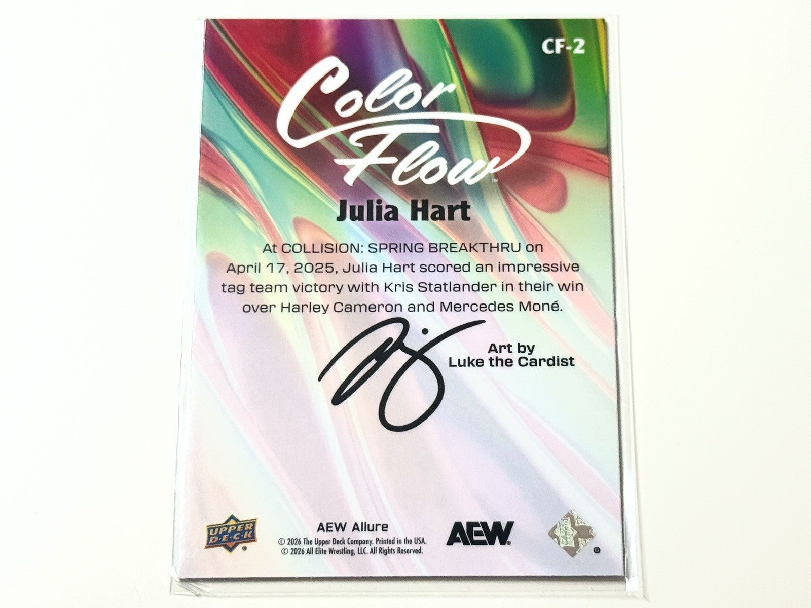 2026 Upper Deck AEW Allure Julia Hart Yellow Green Color Flow Card CF-2