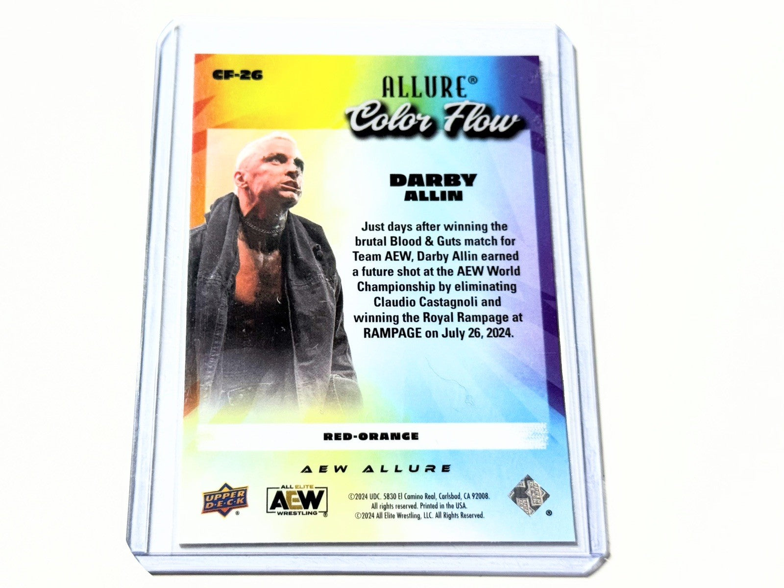 2024 Upper Deck AEW Allure Darby Allin Red Orange Color Flow Card CF-26