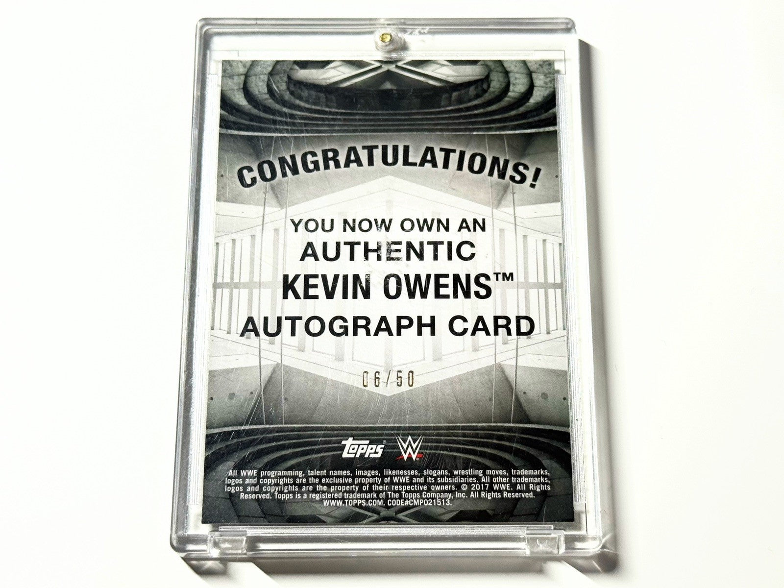 2017 Topps WWE Road to Wrestlemania Kevin Owens /50 Autographed Card