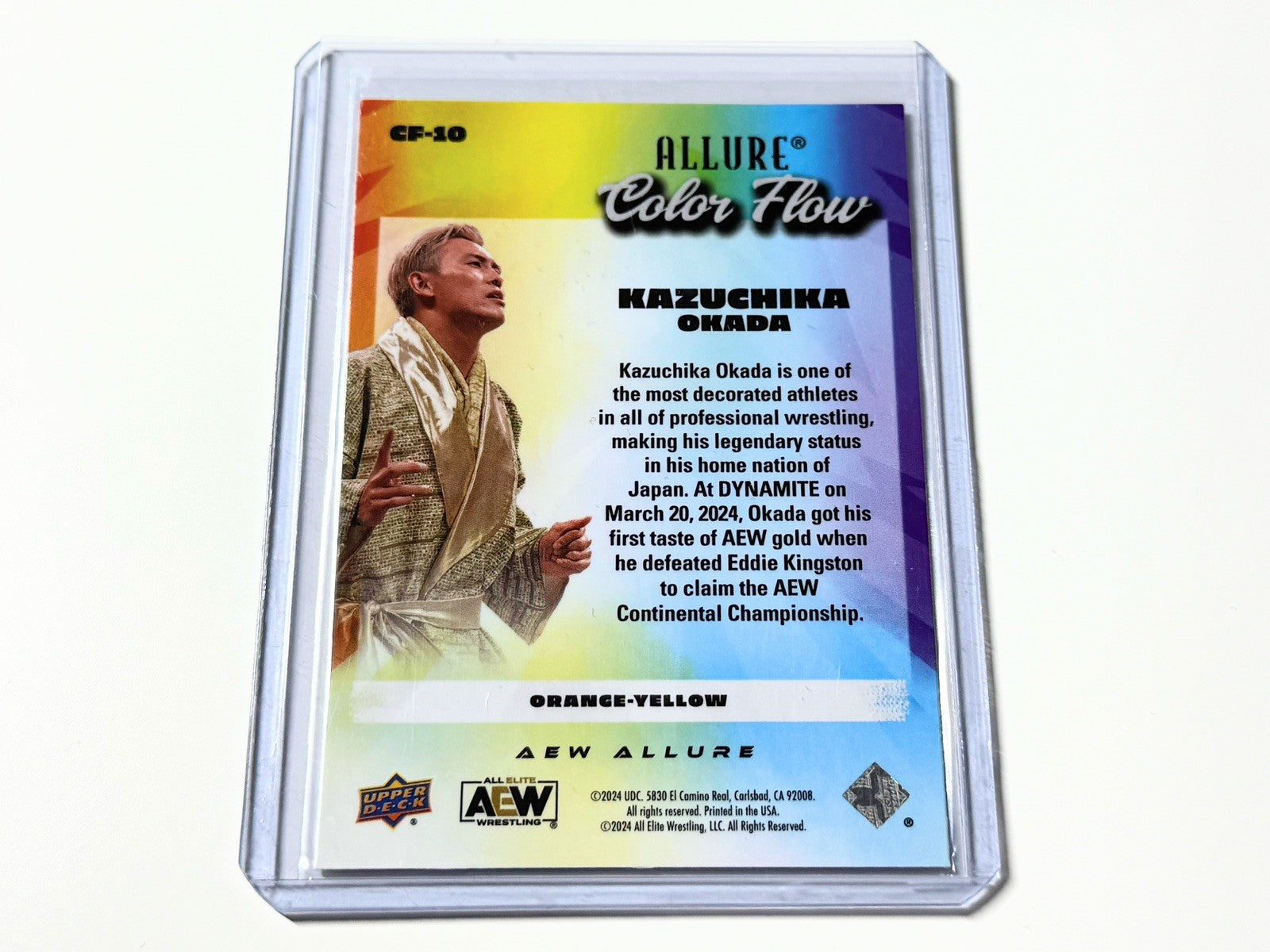 2024 Upper Deck AEW Allure Kazuchika Okada Orange Yellow Color Flow Card CF-10