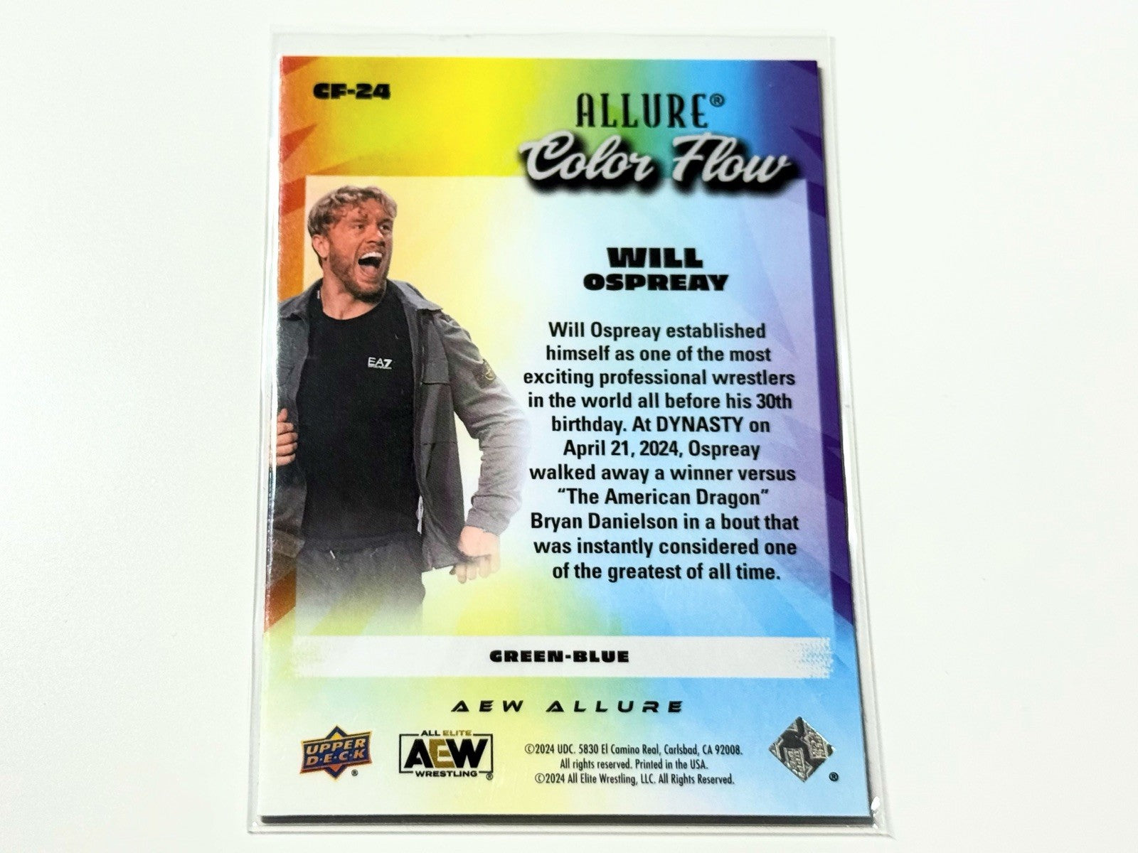 2024 Upper Deck AEW Allure Will Ospreay Green Blue Color Flow Card CF-24