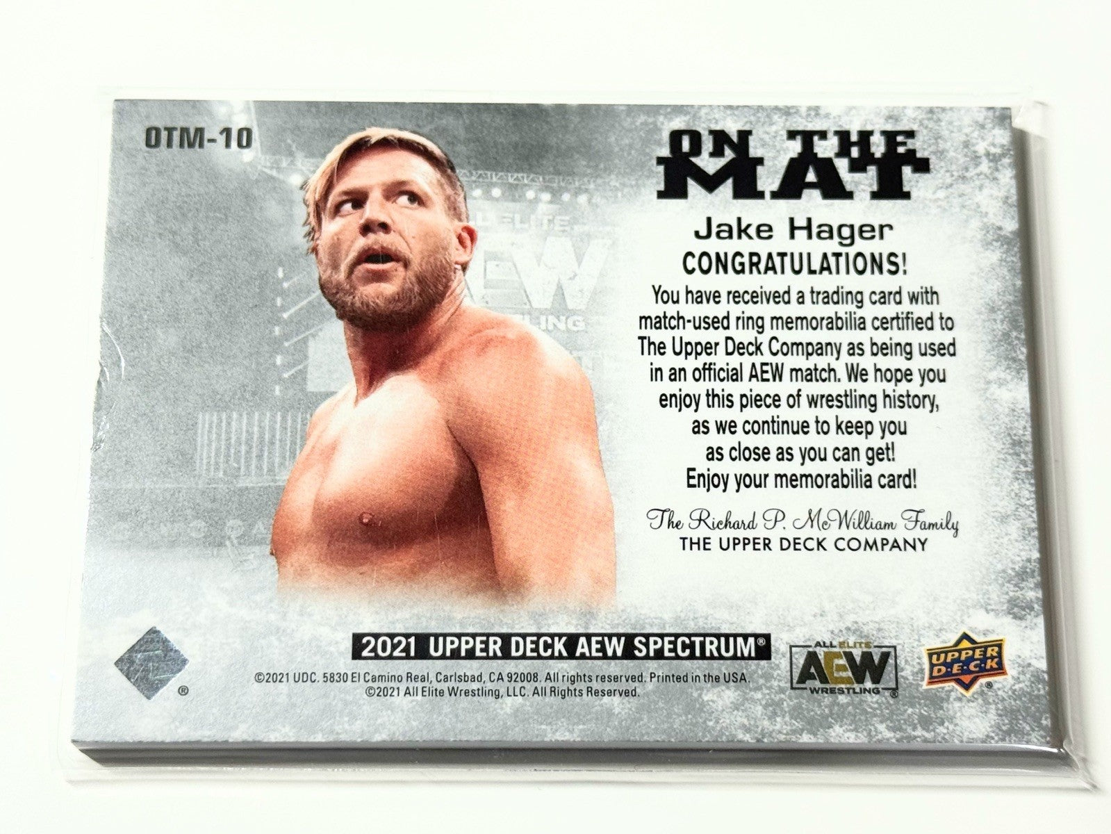 2021 Upper Deck AEW Spectrum Jake Hager On The Mat Relic Card OTM-10