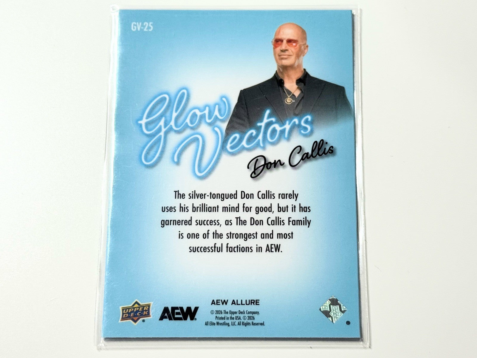 2026 Upper Deck AEW Allure Don Callis Glow Vectors Card GV-25