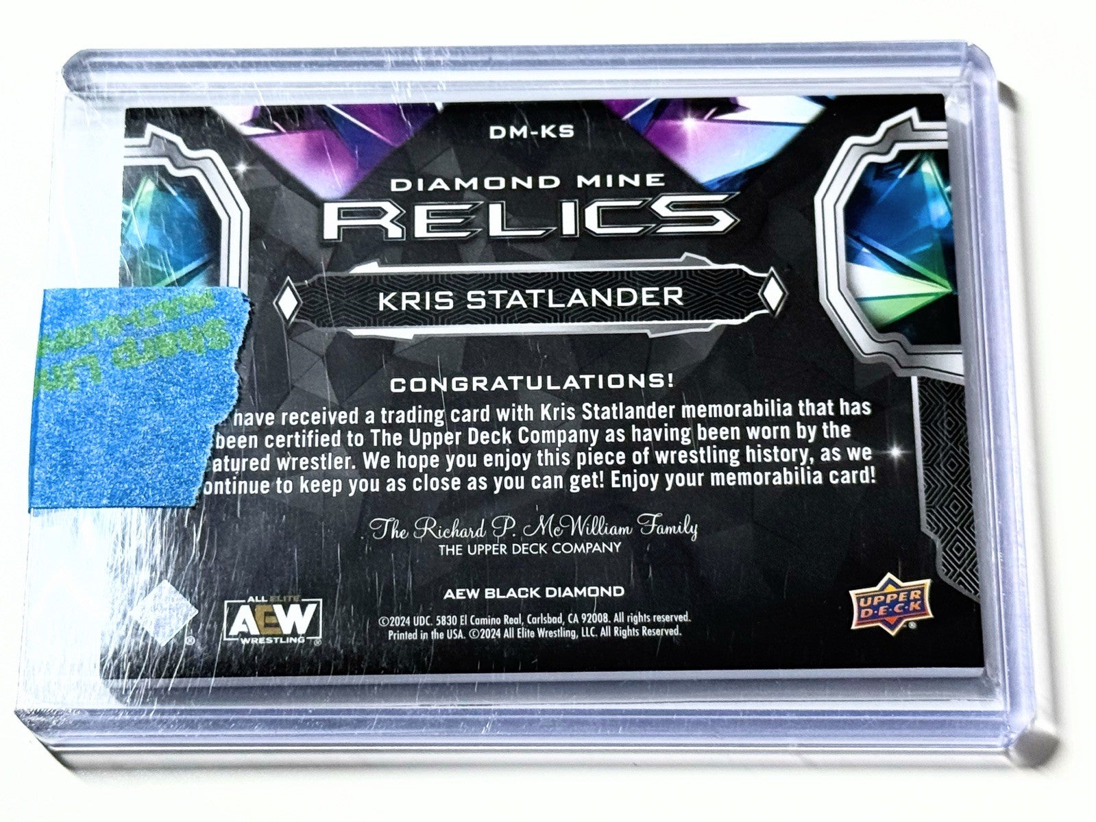 2024 Upper Deck AEW Black Diamond Kris Statlander Diamond Mine Relics Card DM-KS