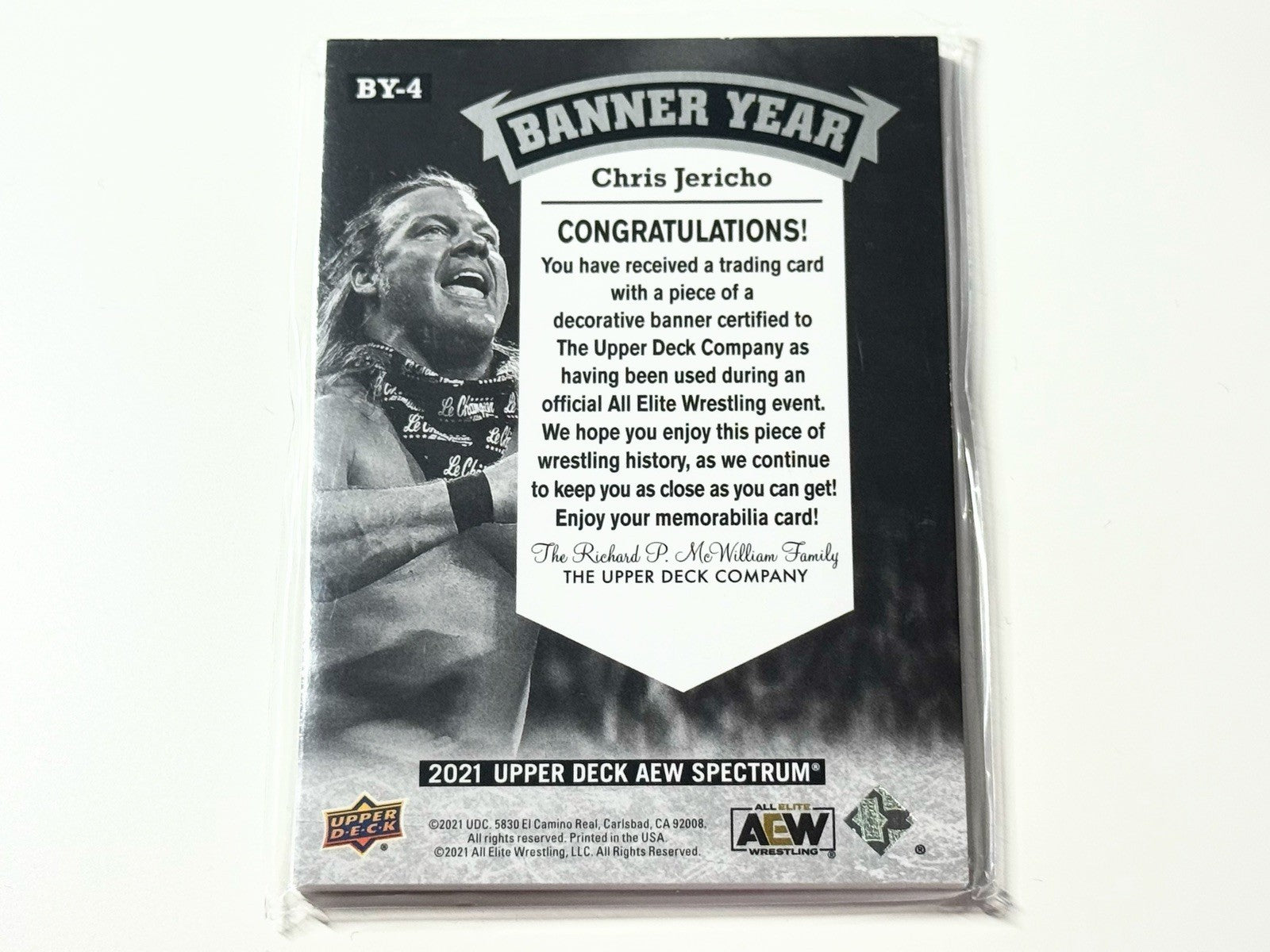 2021 Upper Deck AEW Spectrum Chris Jericho Banner Year Relic Card BY-4