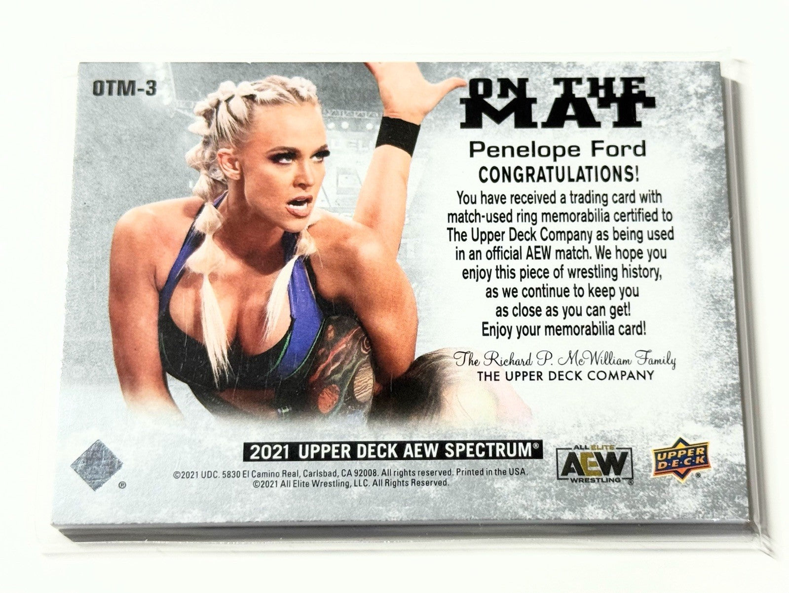 2021 Upper Deck AEW Spectrum Penelope Ford On The Mat Relic Card OTM-3