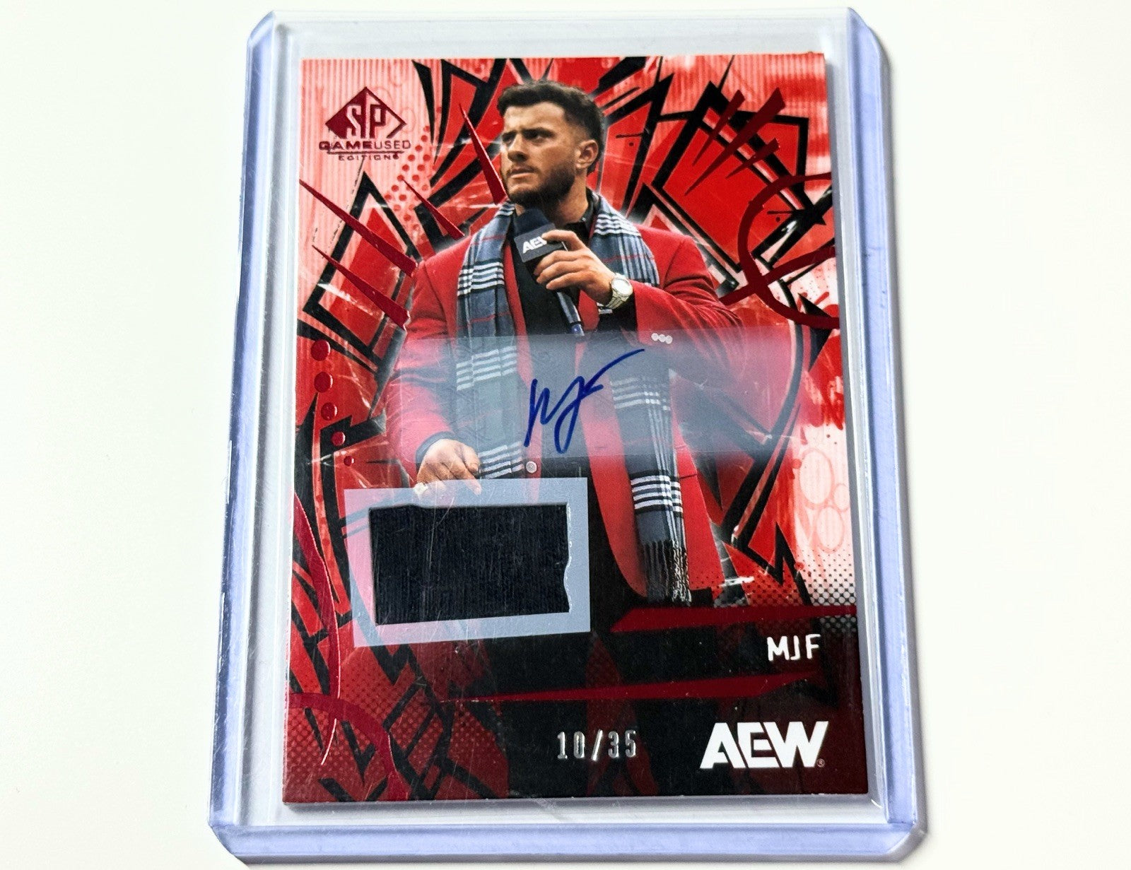 2025 Upper Deck AEW SP Game Used MJF Red Relic /35 Autographed Card #27