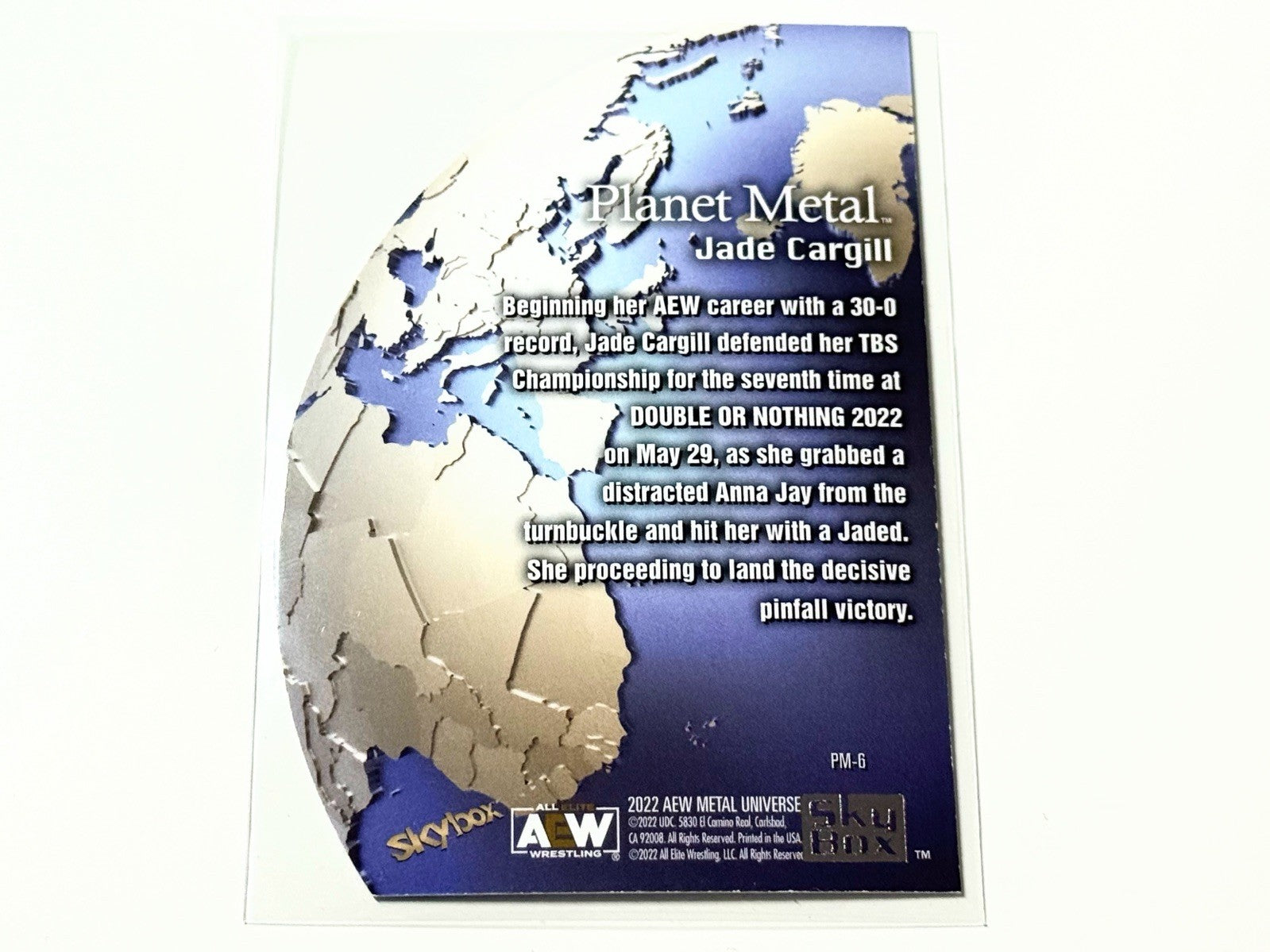 2022 Skybox AEW Metal Universe Jade Cargill Planet Metal Card PM-6