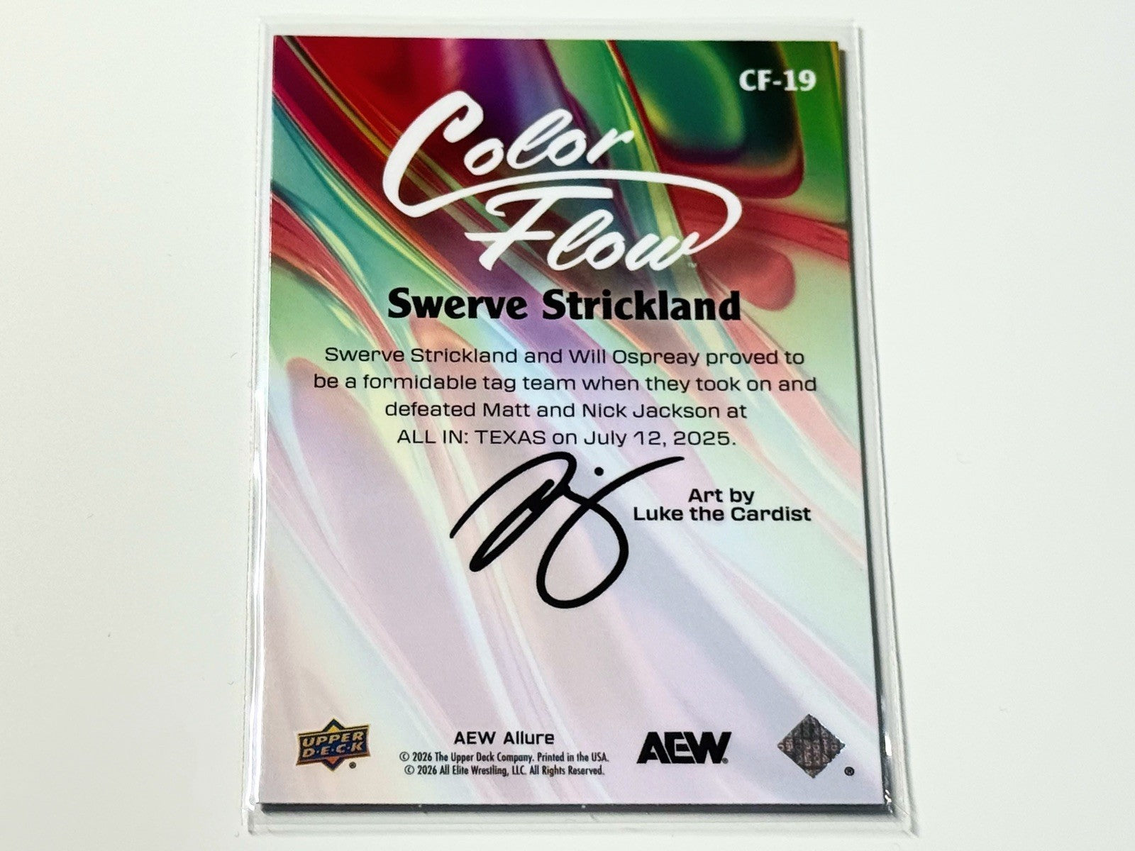 2026 Upper Deck AEW Allure Swerve Strickland Red Orange Color Flow Card CF-19