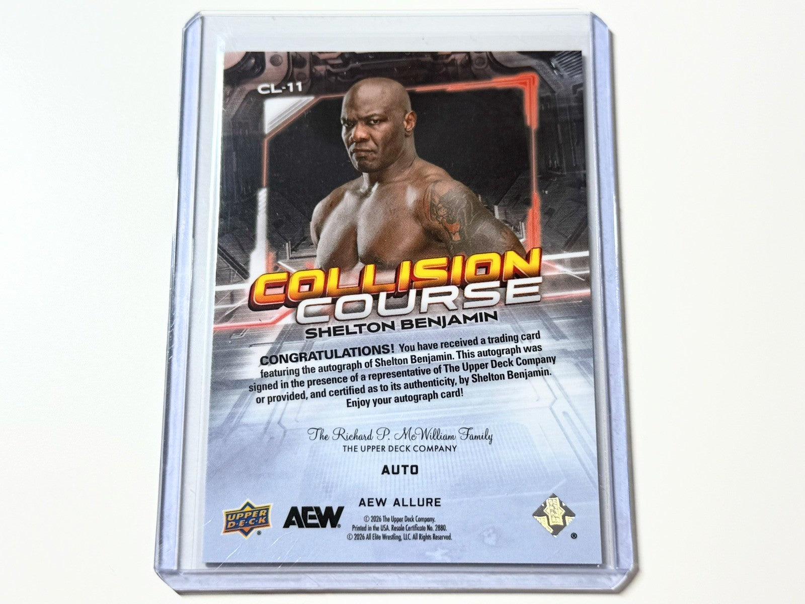 2026 Upper Deck AEW Allure Shelton Benjamin Collision Course Autographed Card CL-11