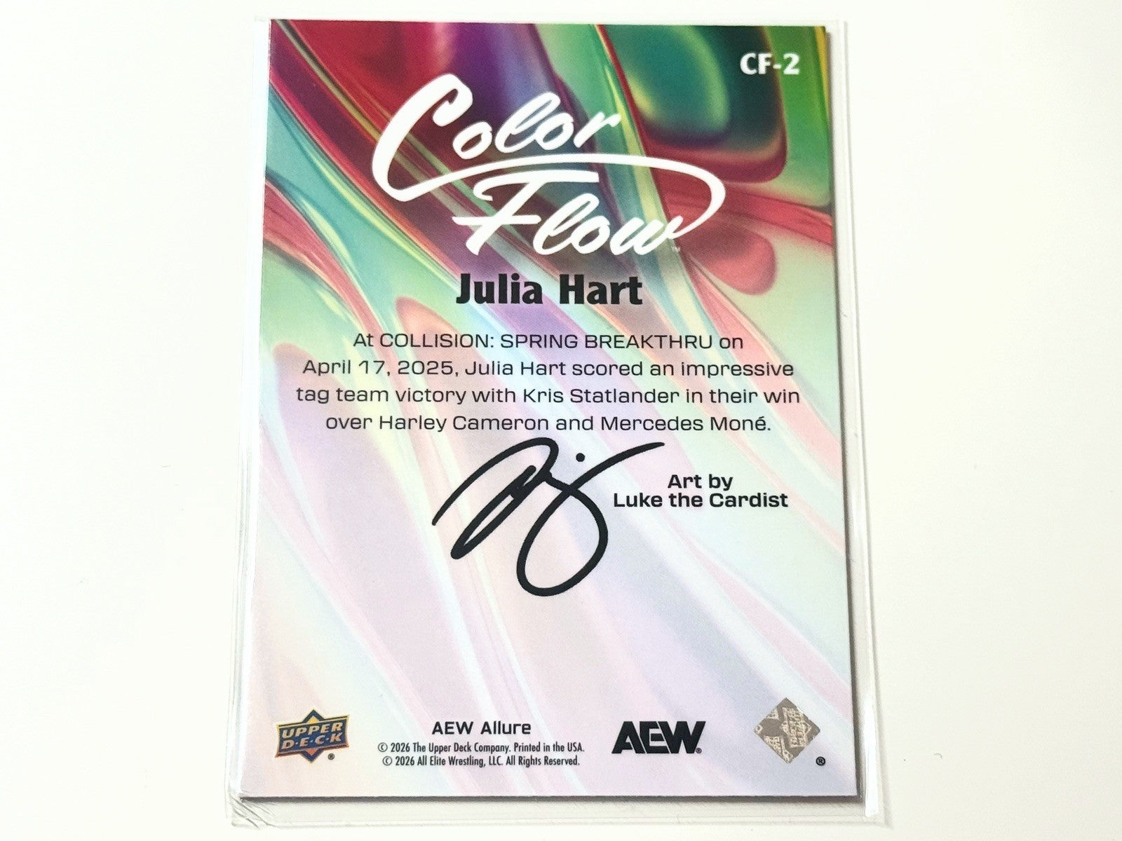 2026 Upper Deck AEW Allure Julia Hart Red Orange Color Flow Card CF-2
