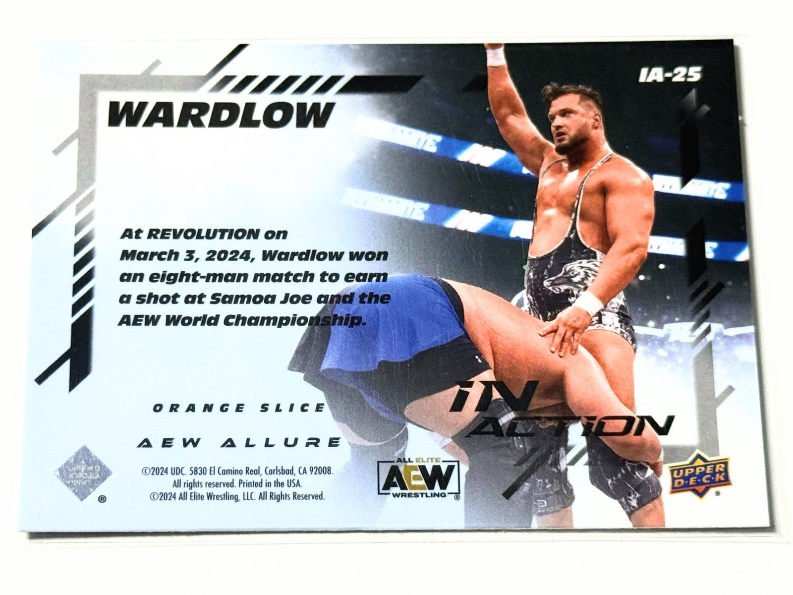 2024 Upper Deck AEW Allure Wardlow In Action Orange Slice Card IA-25