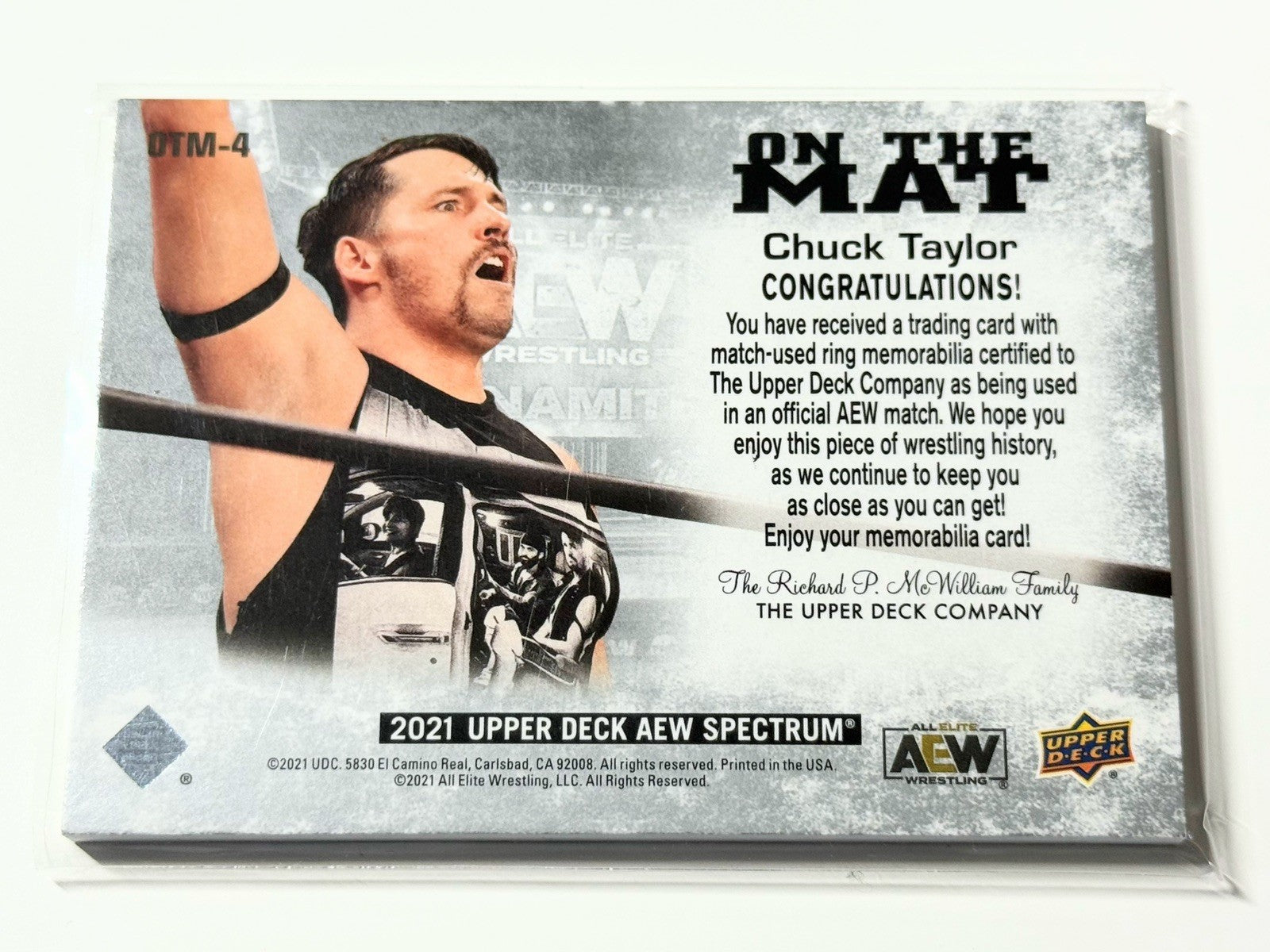 2021 Upper Deck AEW Spectrum Chuck Taylor On The Mat Relic Card OTM-4